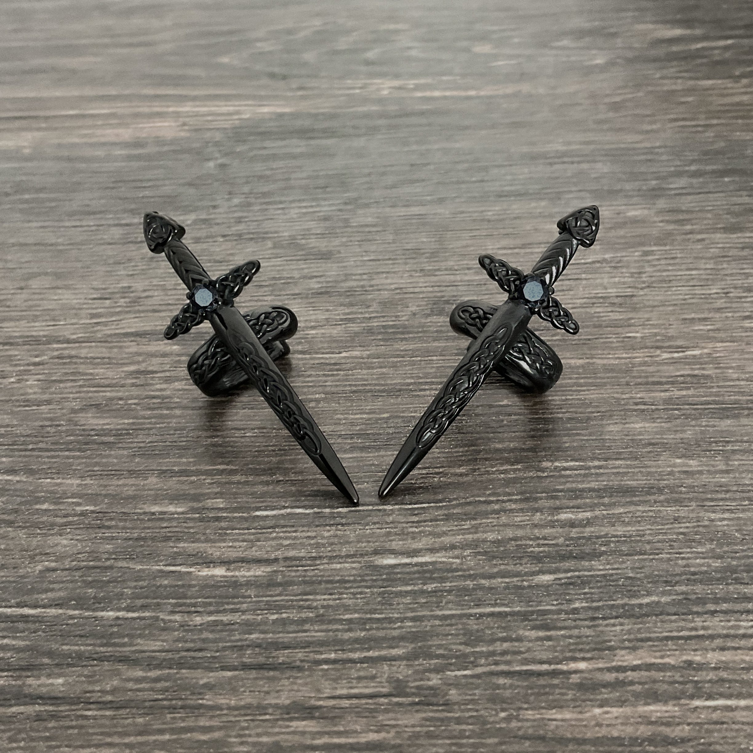 Celtic Sword ear cuff with CZ stone