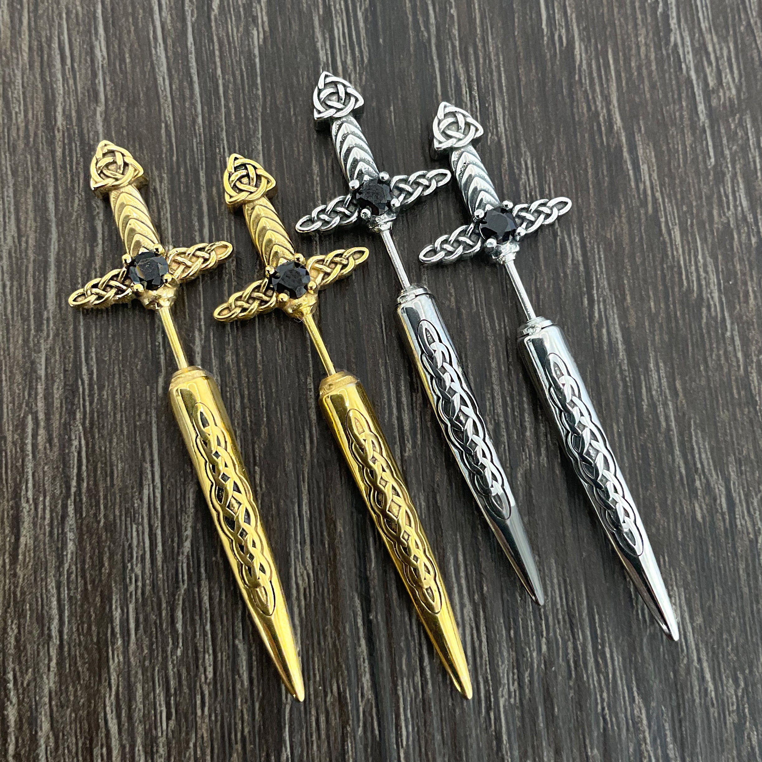 Kira Celtic Sword ear jacket with CZ