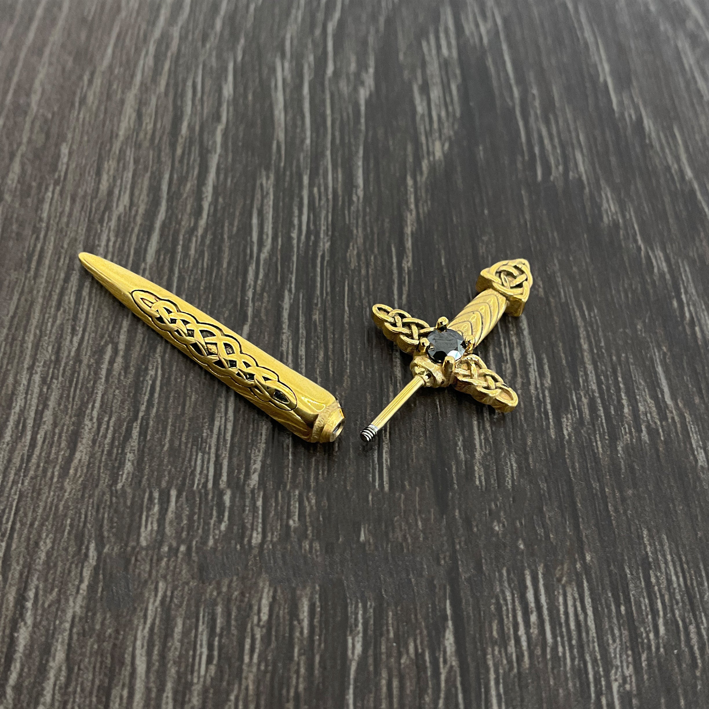 Kira Celtic Sword ear jacket with CZ