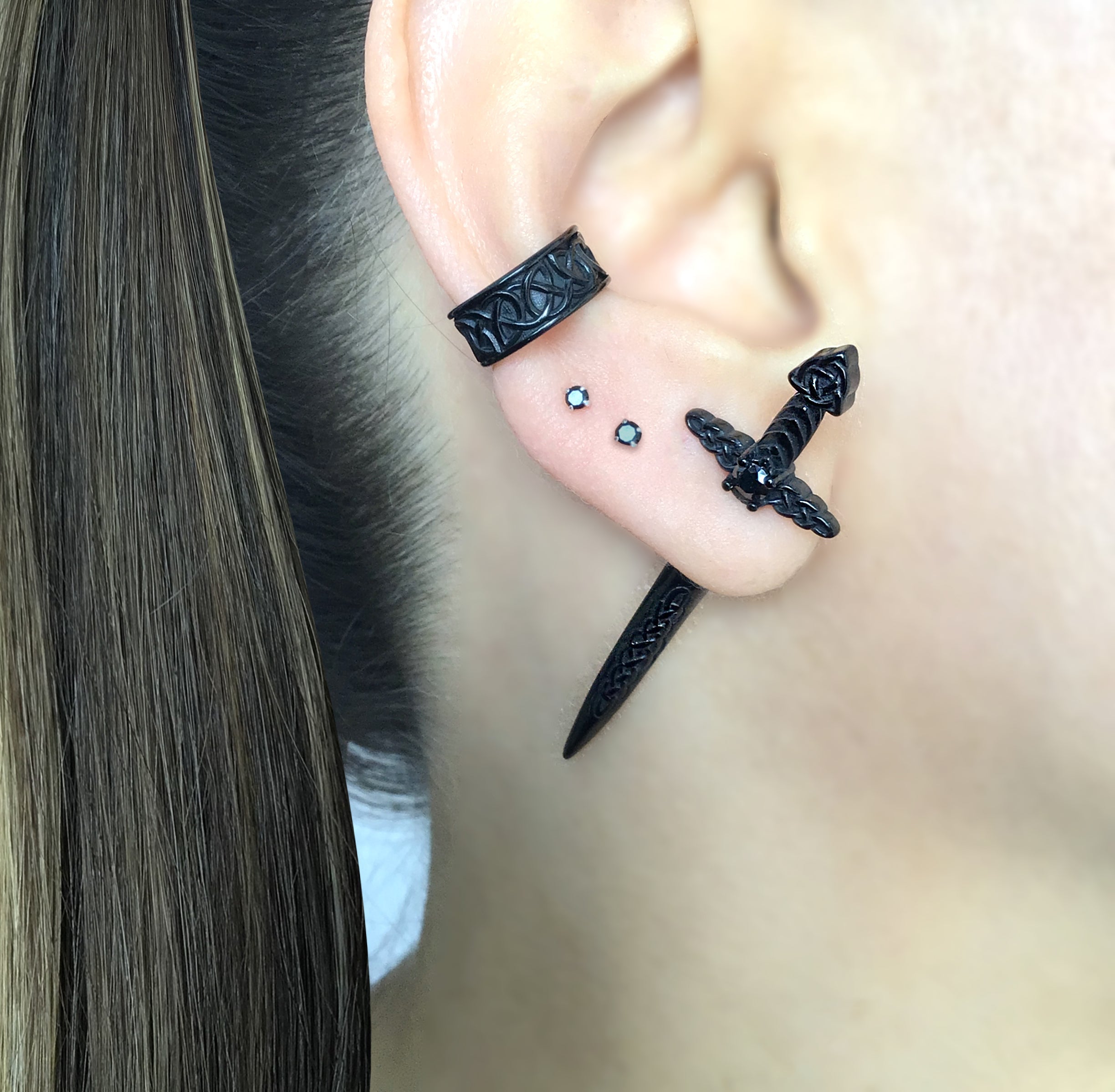 Kira Celtic Sword ear jacket with CZ