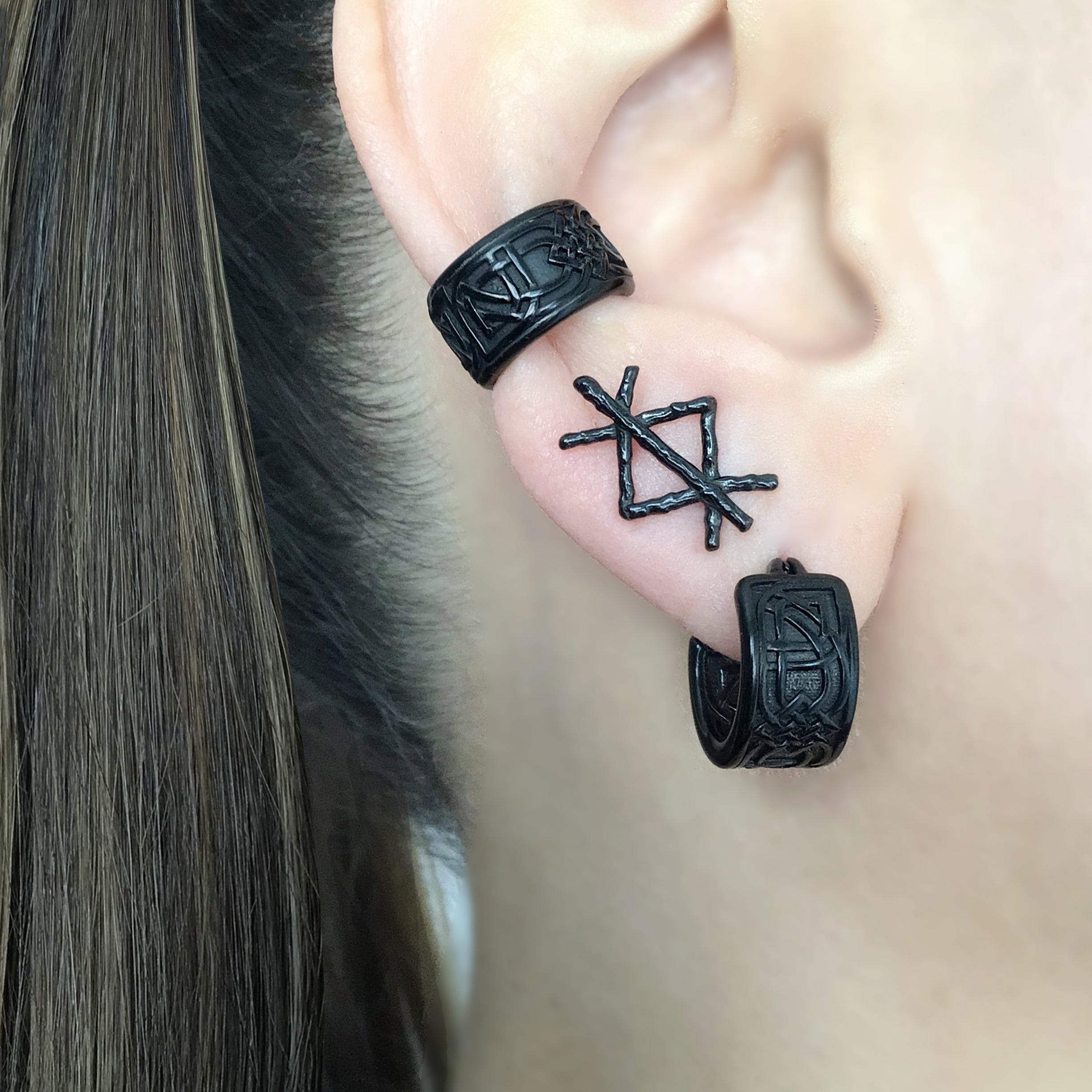 Wide Celtic hoop earrings