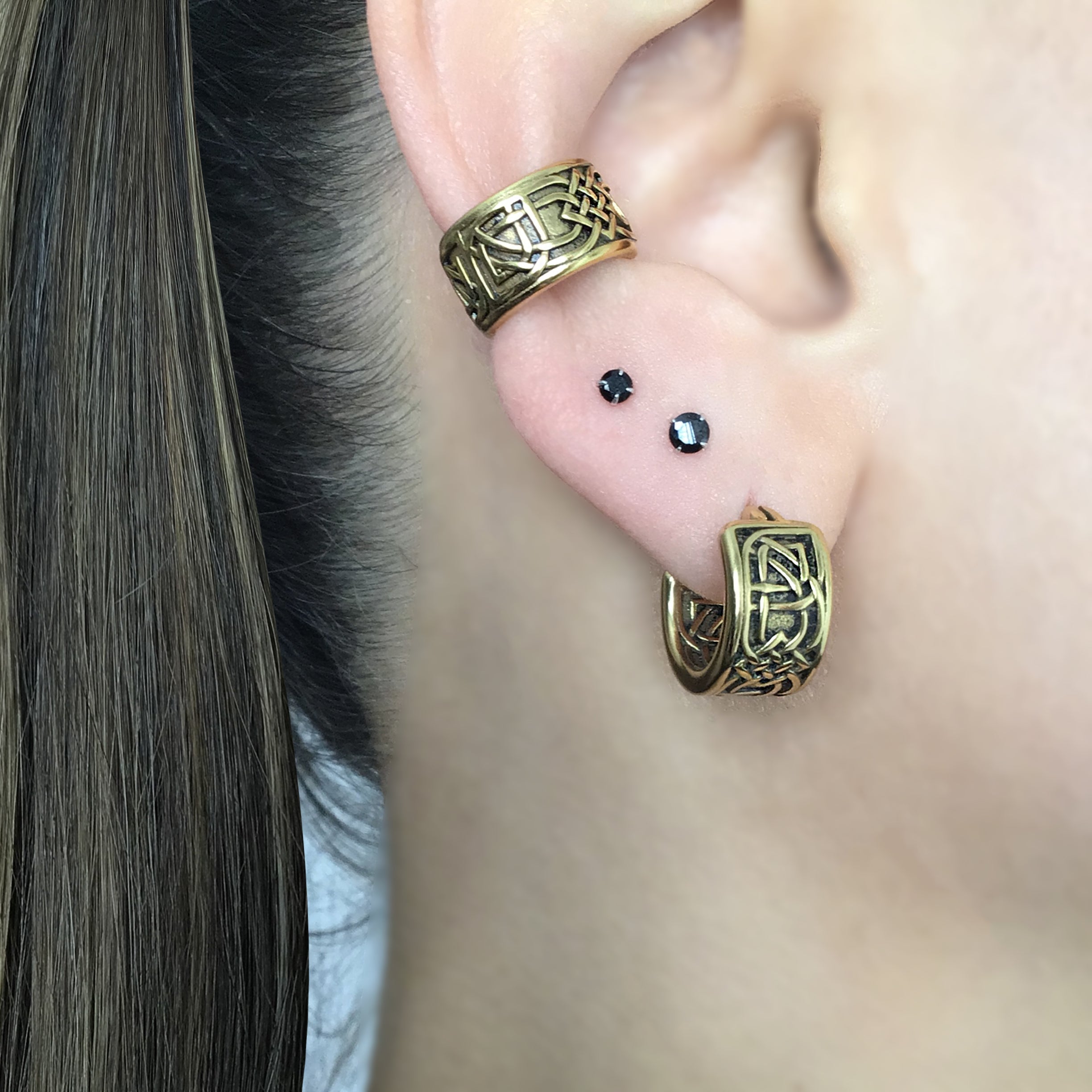 Wide Celtic hoop earrings