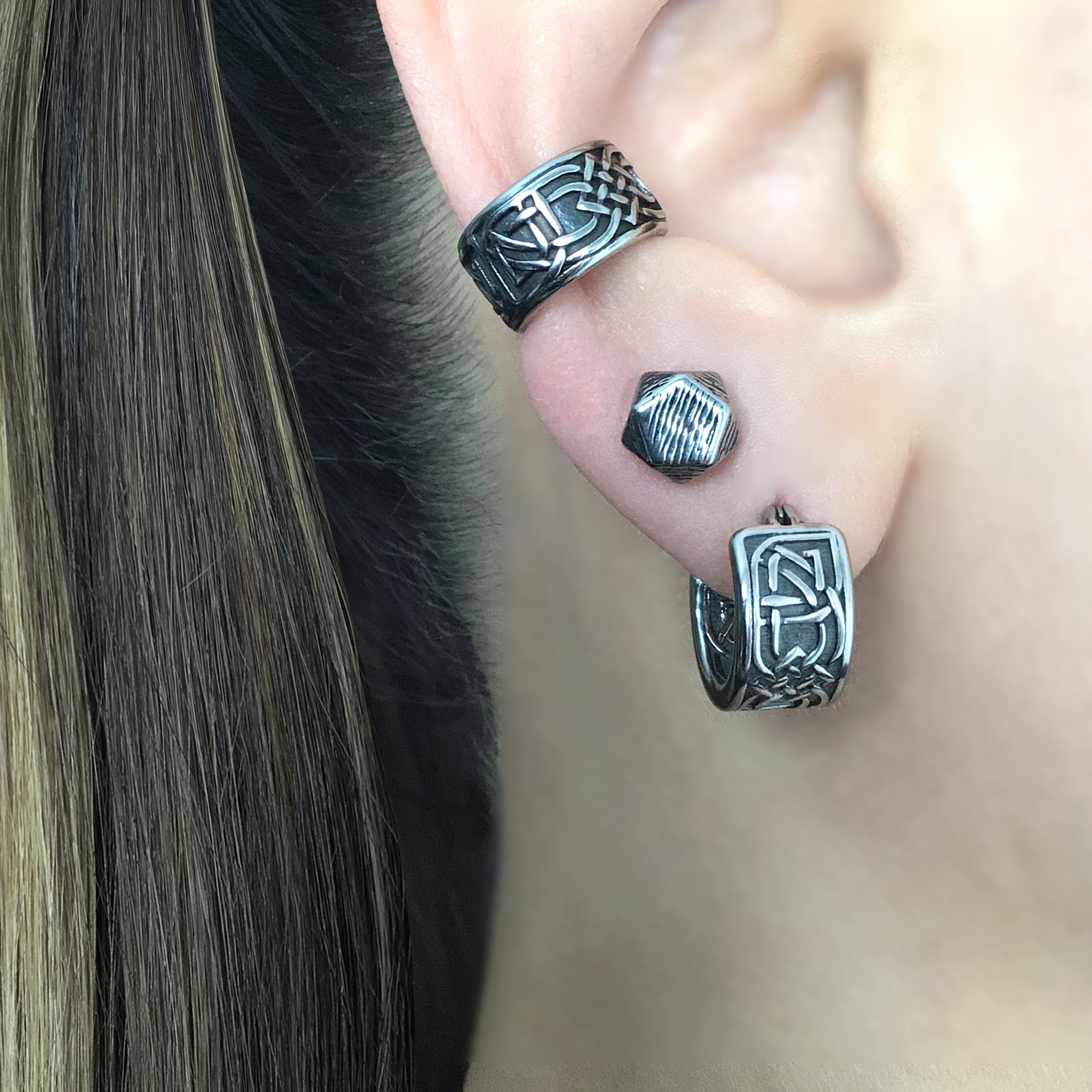 Wide Celtic hoop earrings