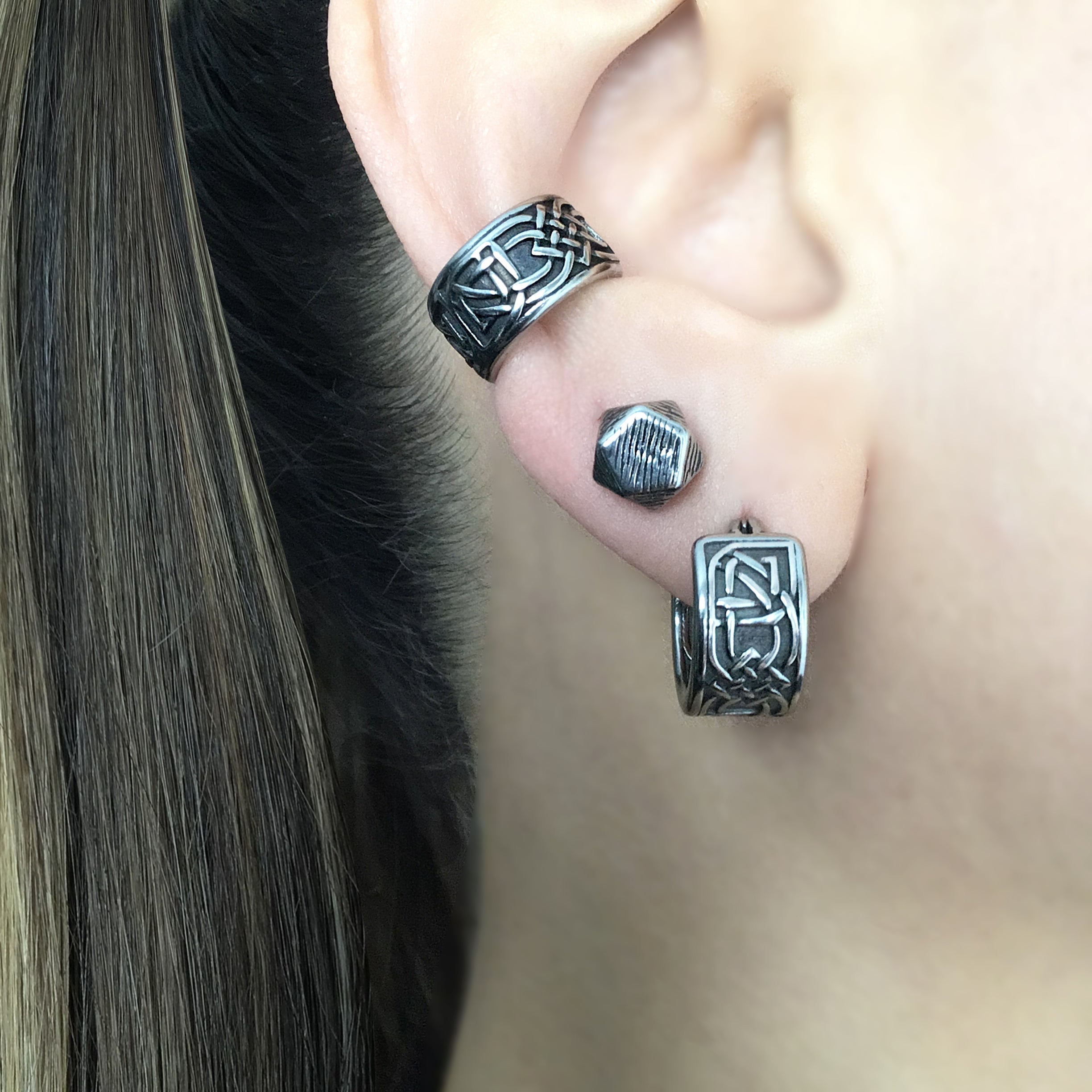 Wide Celtic hoop earrings
