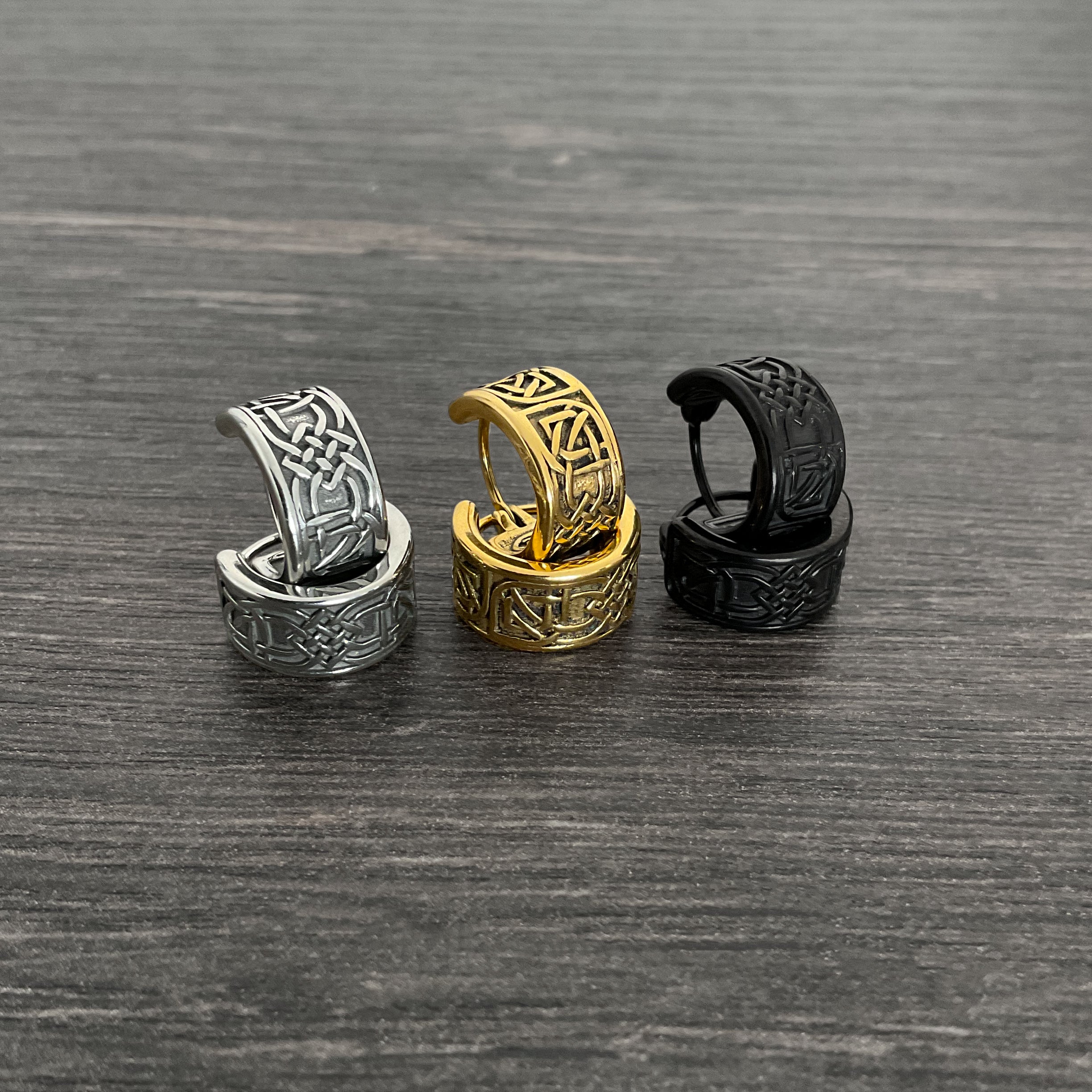 Wide Celtic hoop earrings