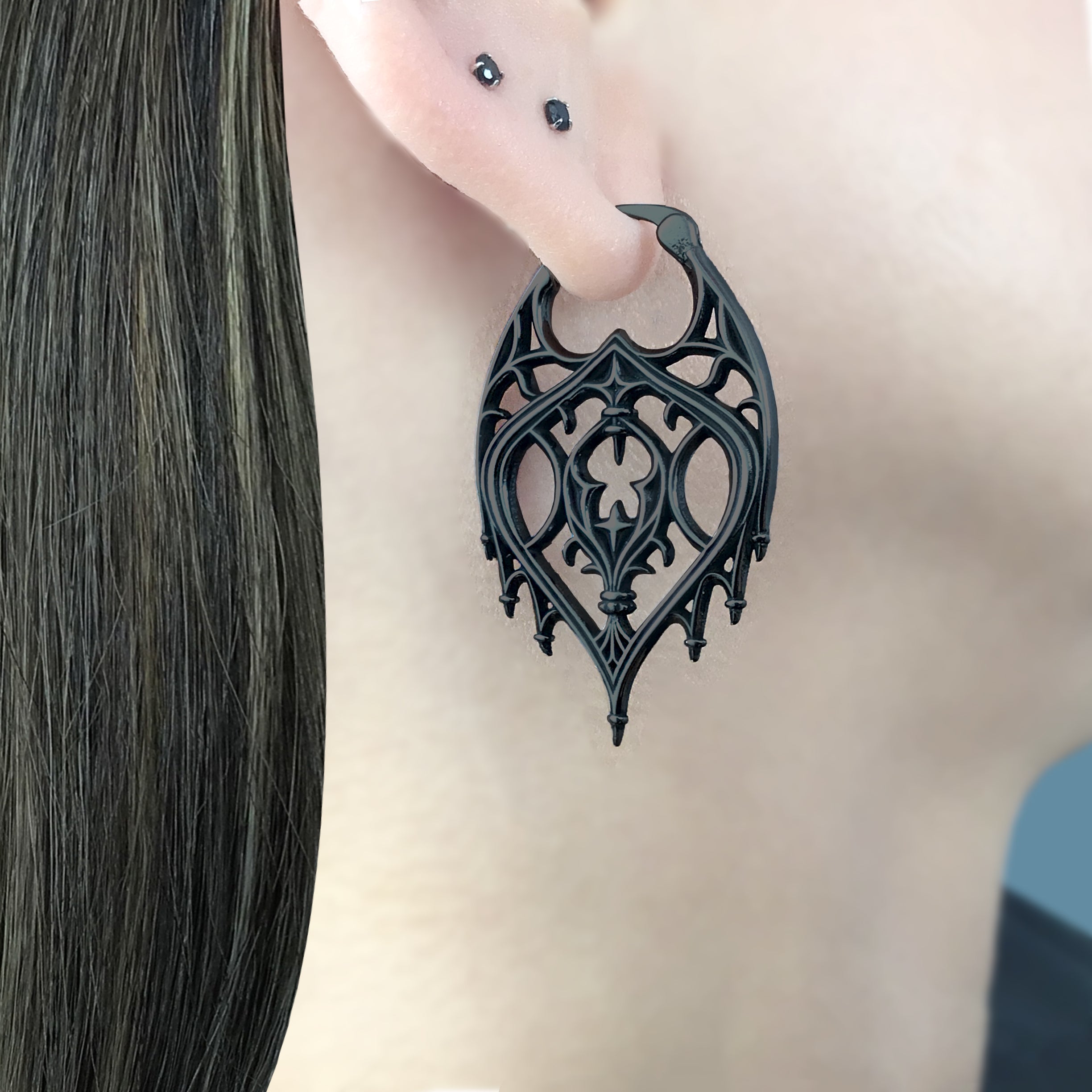 Gothic chandelier hoop earrings
