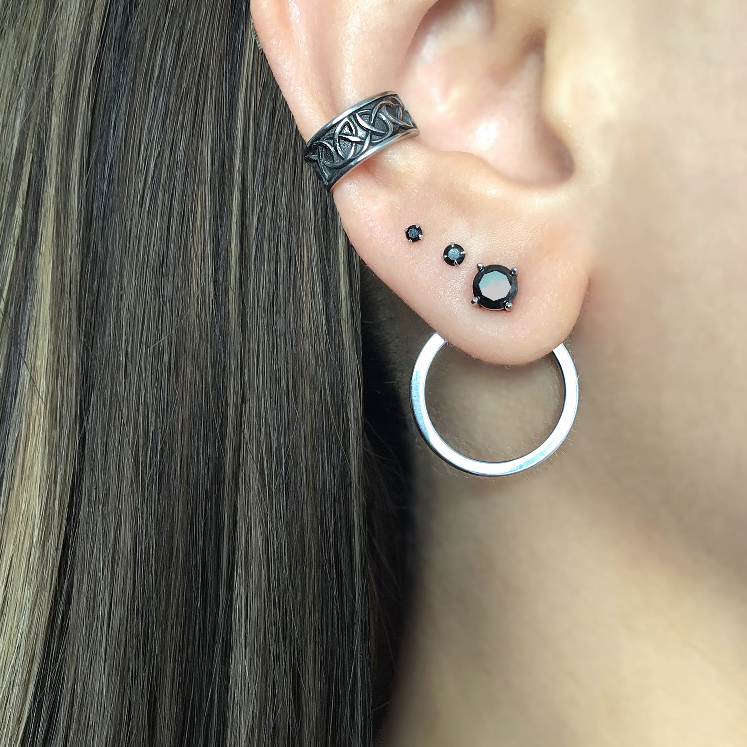 Circle with CZ Stud ear jacket