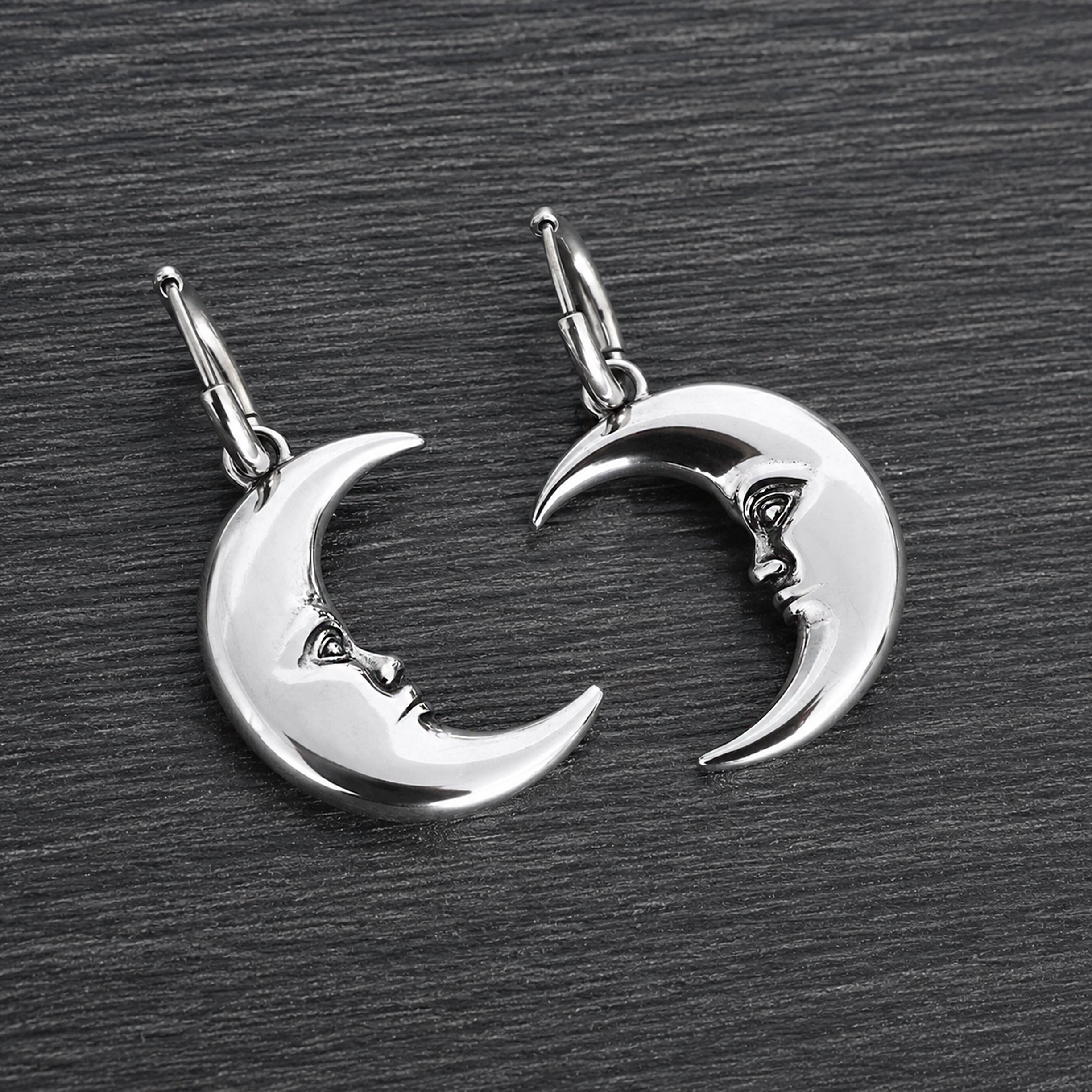 Celestial Moon Face Hoop Earrings