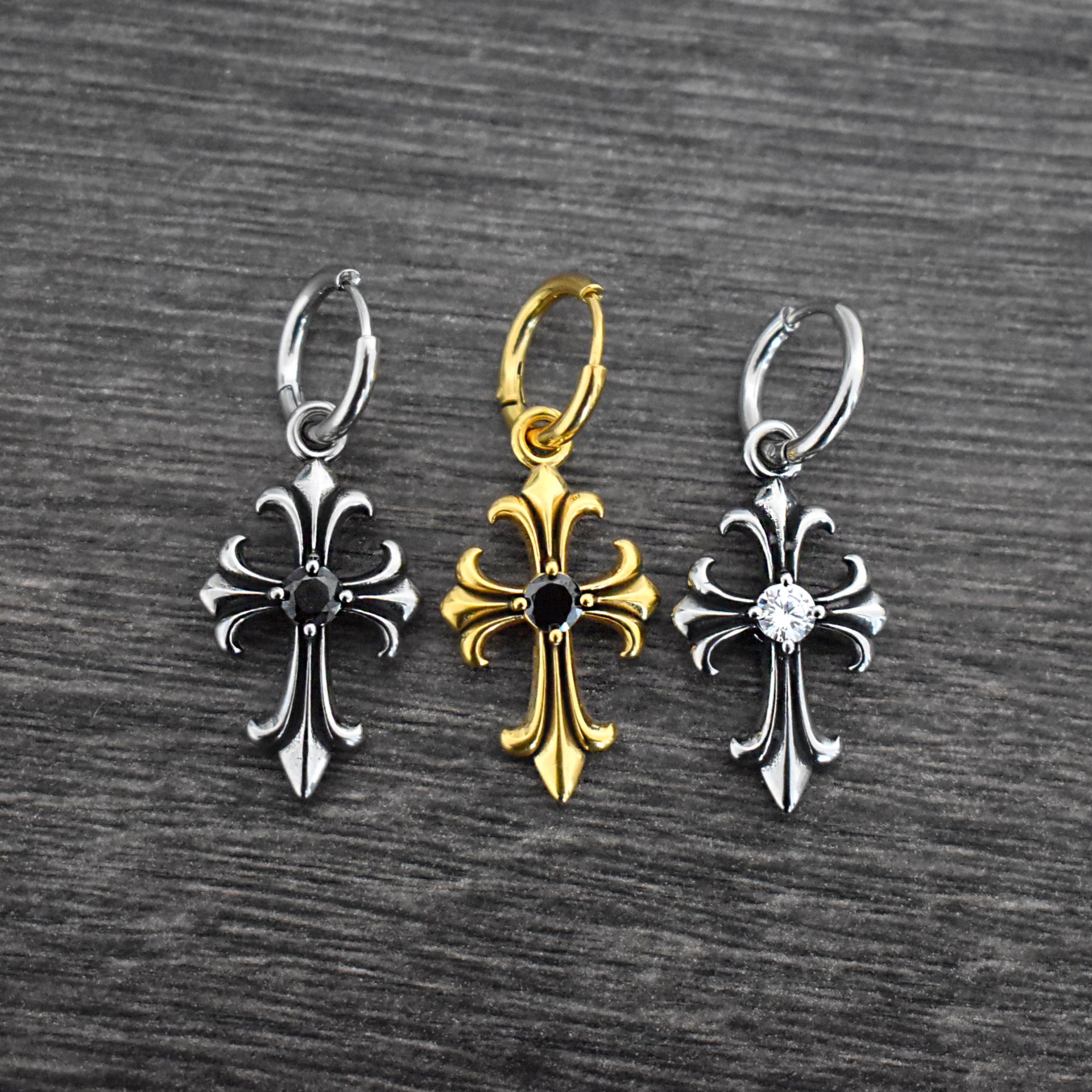 Cross hoop earrings
