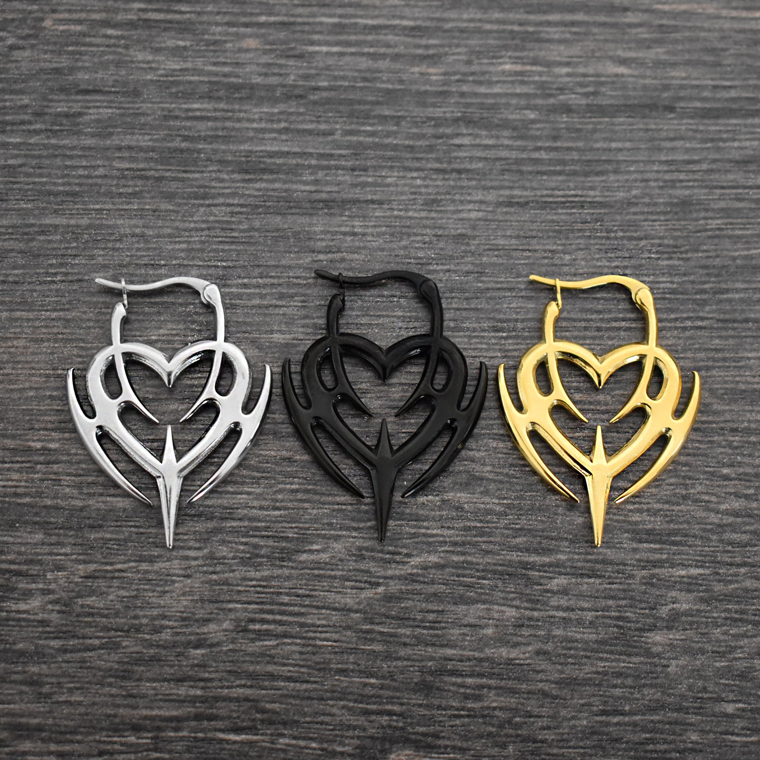 Cyber Heart hoop earrings