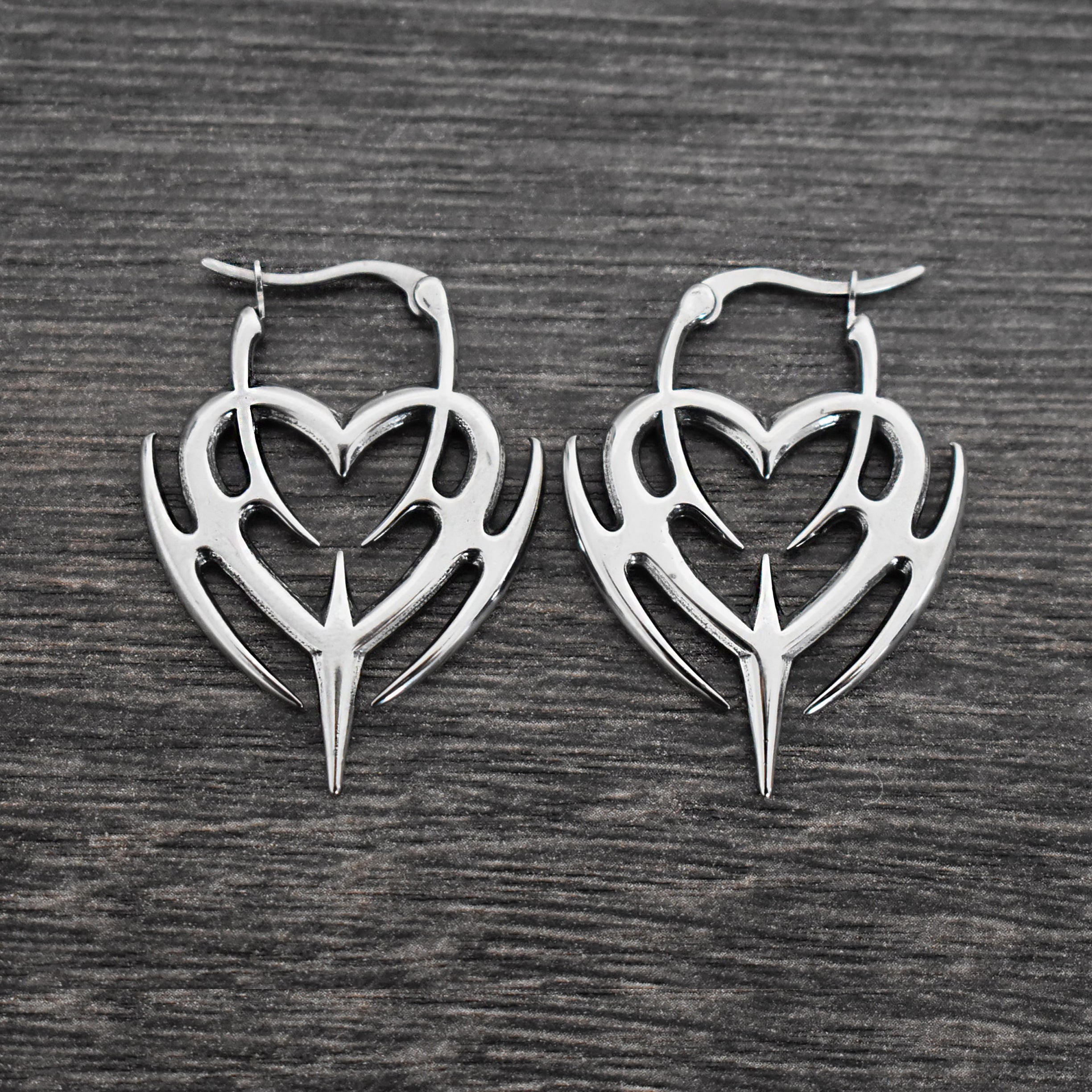 Cyber Heart hoop earrings