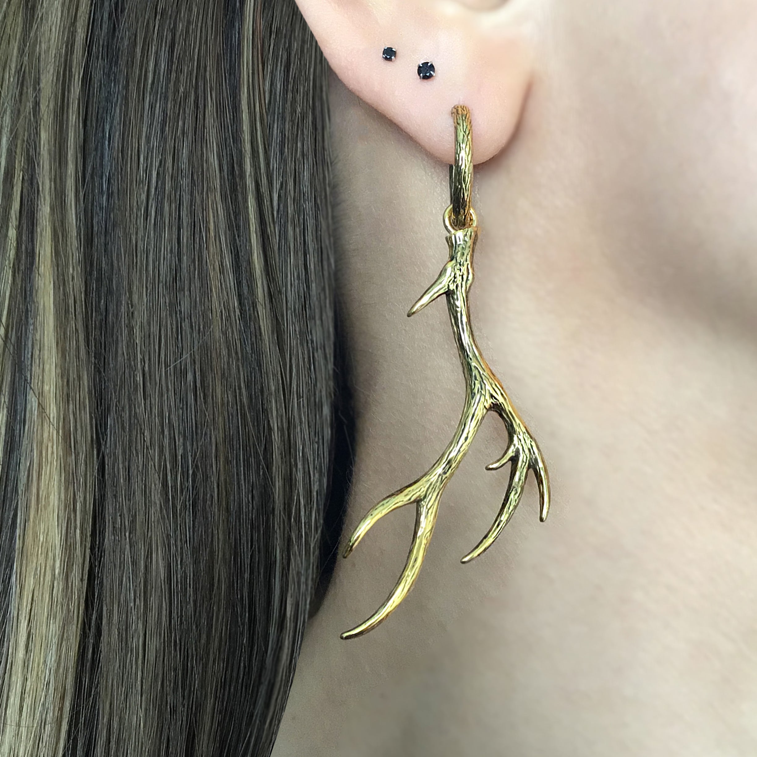 Deer antlers hoop earrings