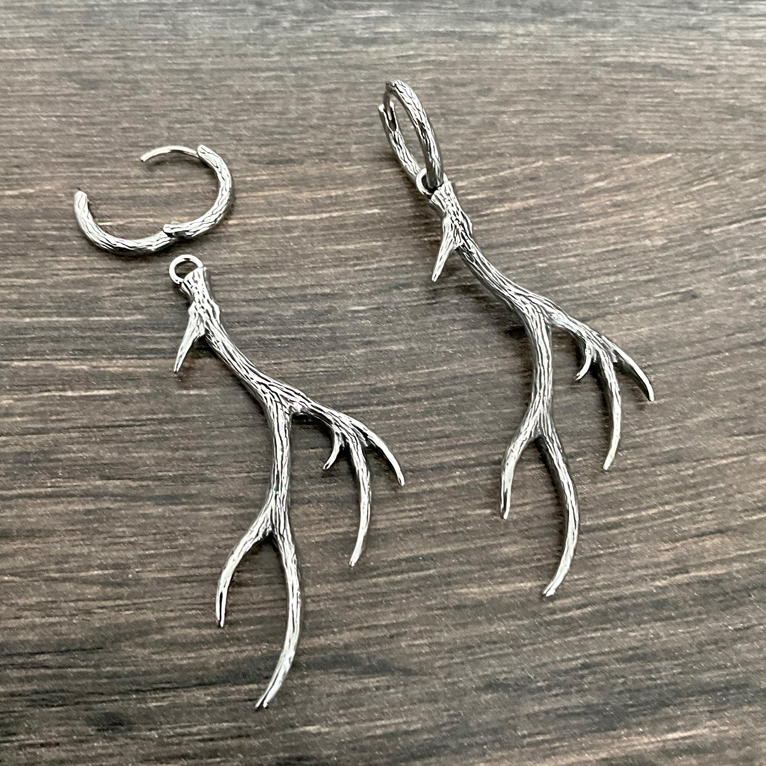 Deer antlers hoop earrings