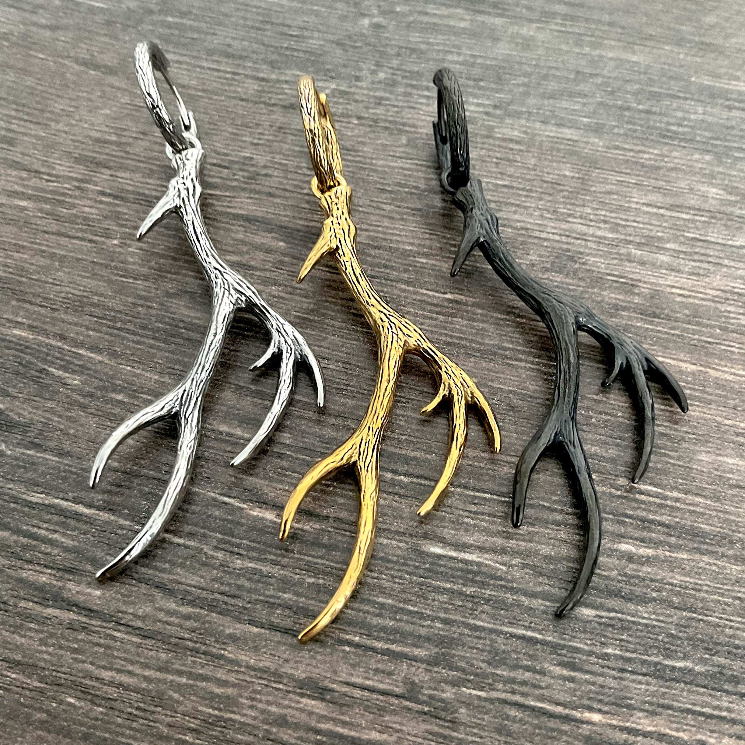 Deer antlers hoop earrings