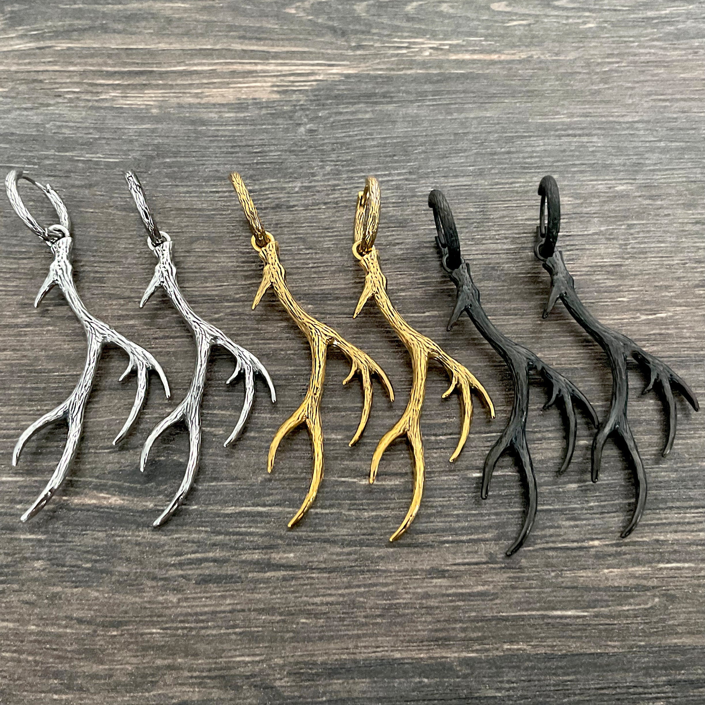 Deer antlers hoop earrings
