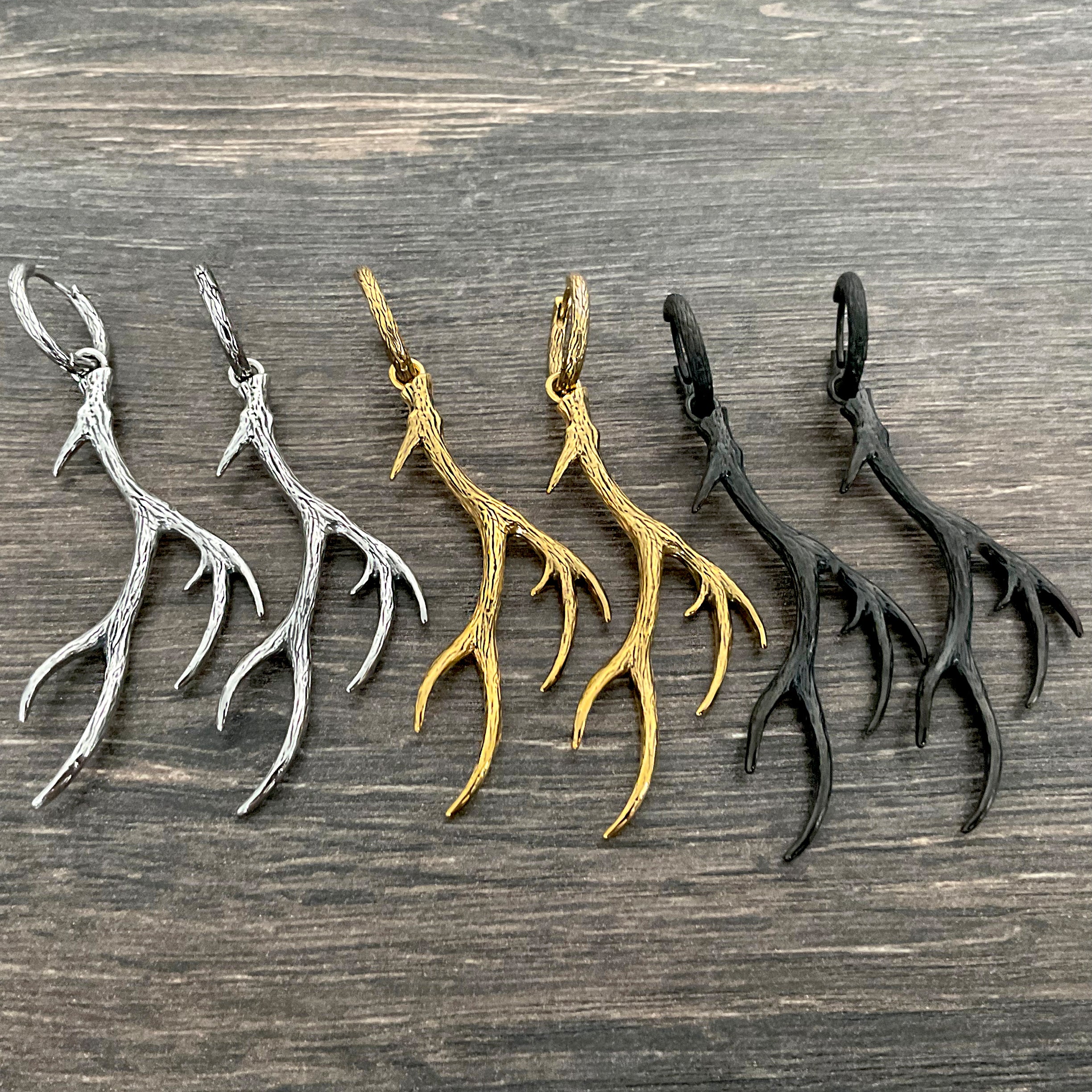 Deer antlers hoop earrings