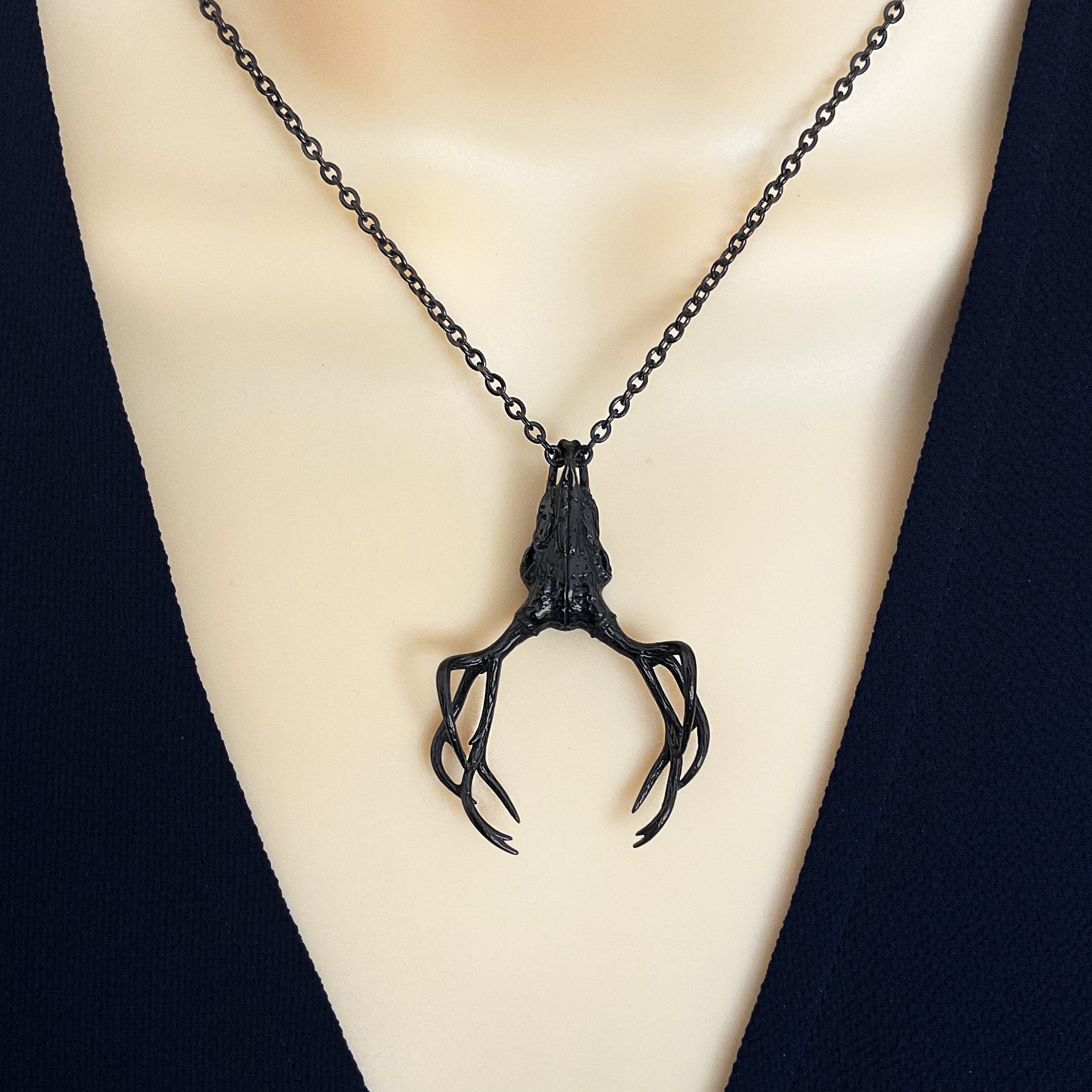 Deer skull with Antlers necklace