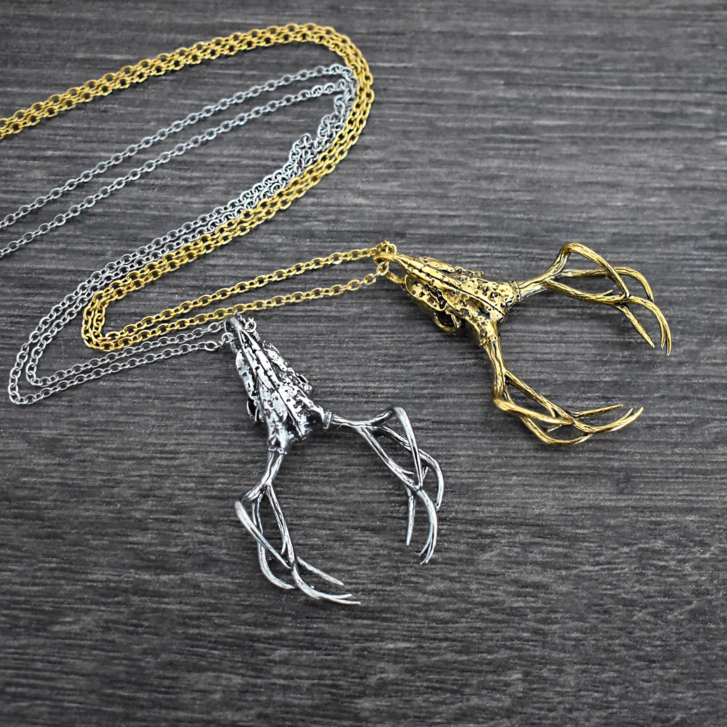 Deer skull with Antlers necklace