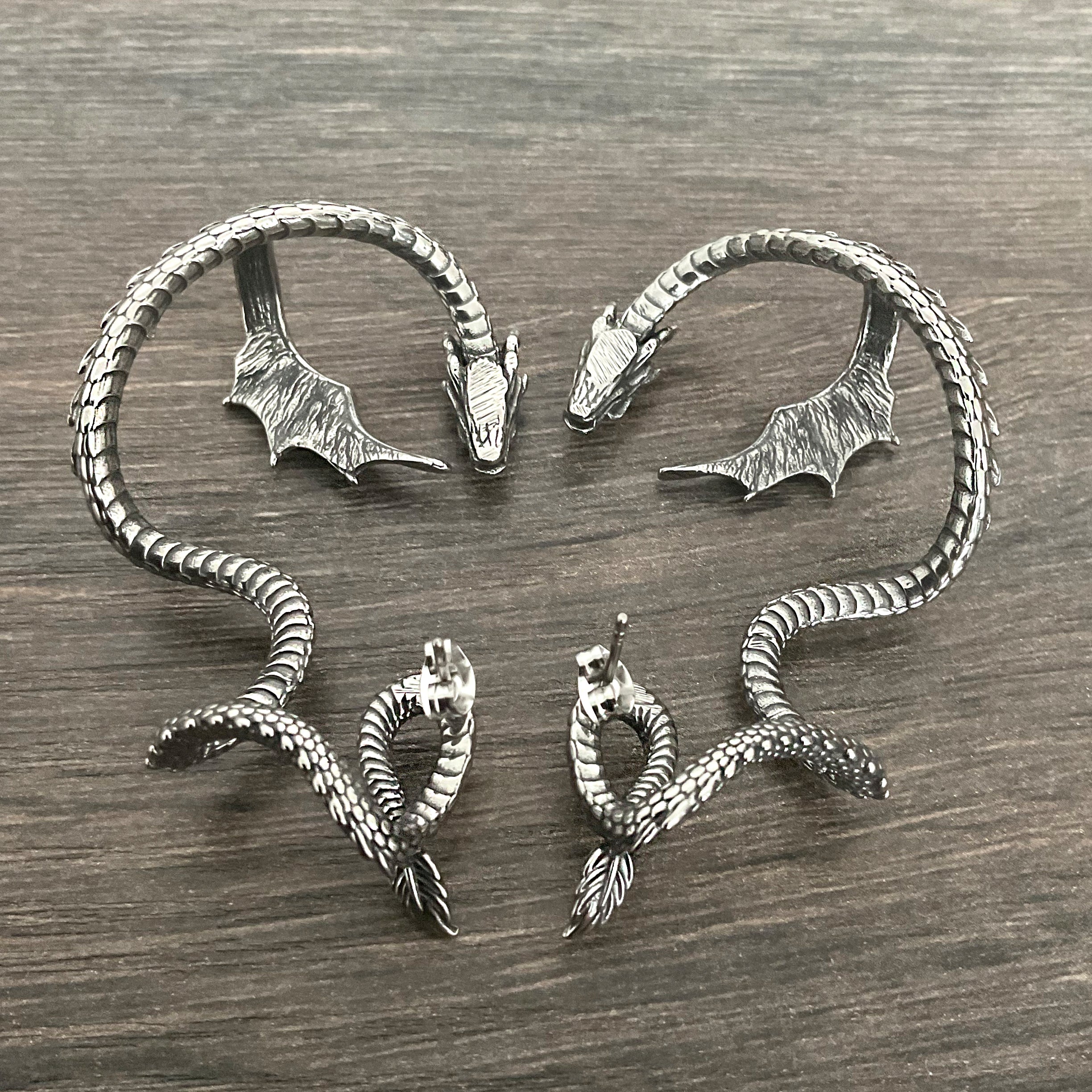 Dragon cuff earring with piercing