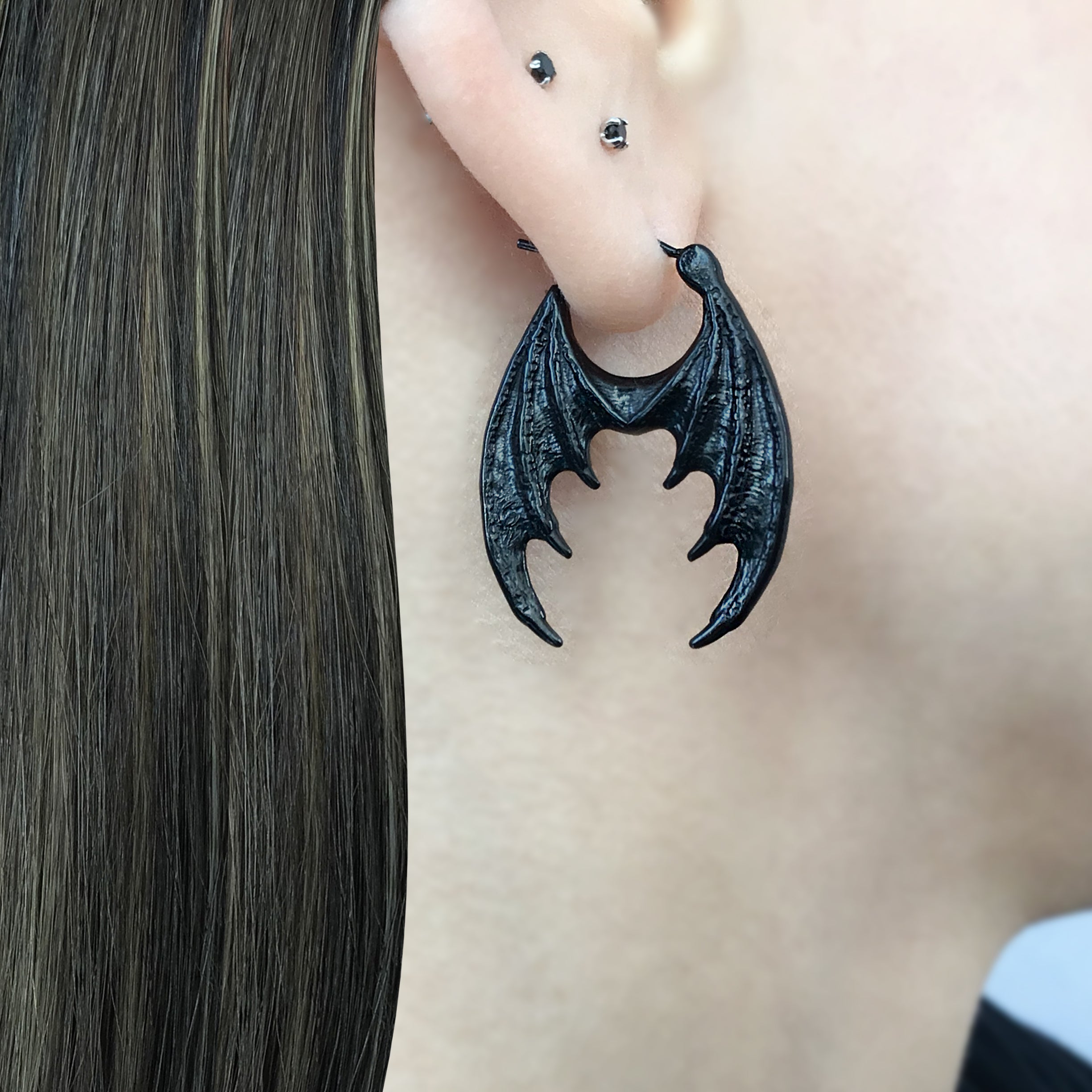 Dragon wings hoop earrings