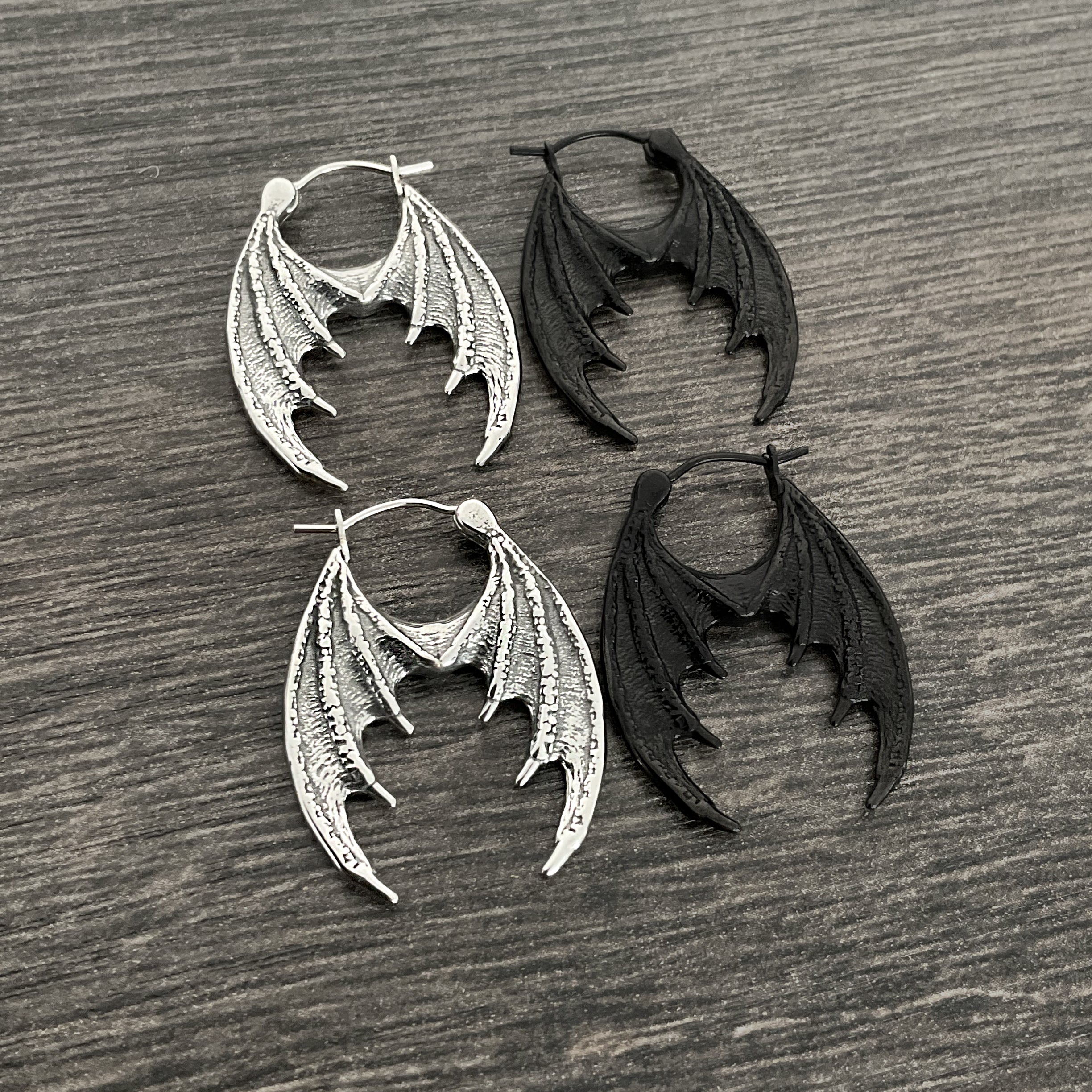 Dragon wings hoop earrings