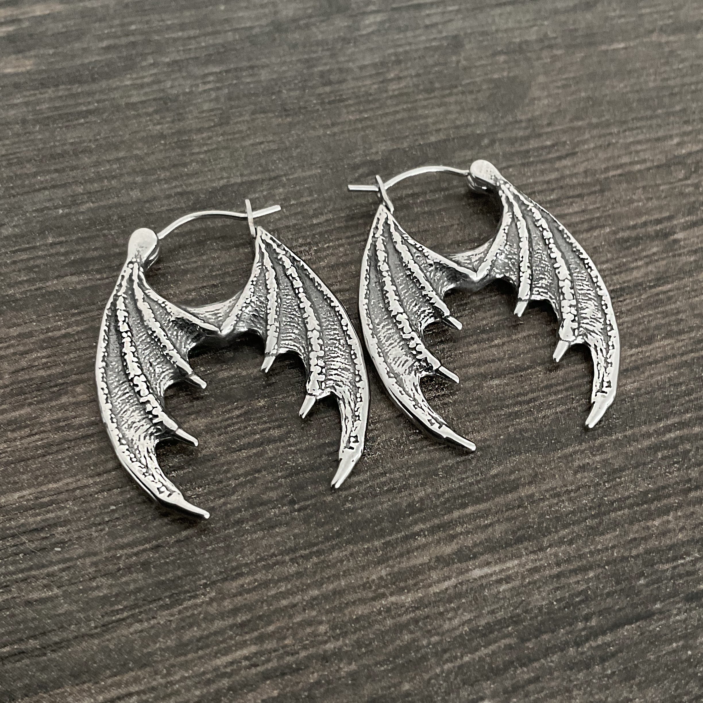 Dragon wings hoop earrings