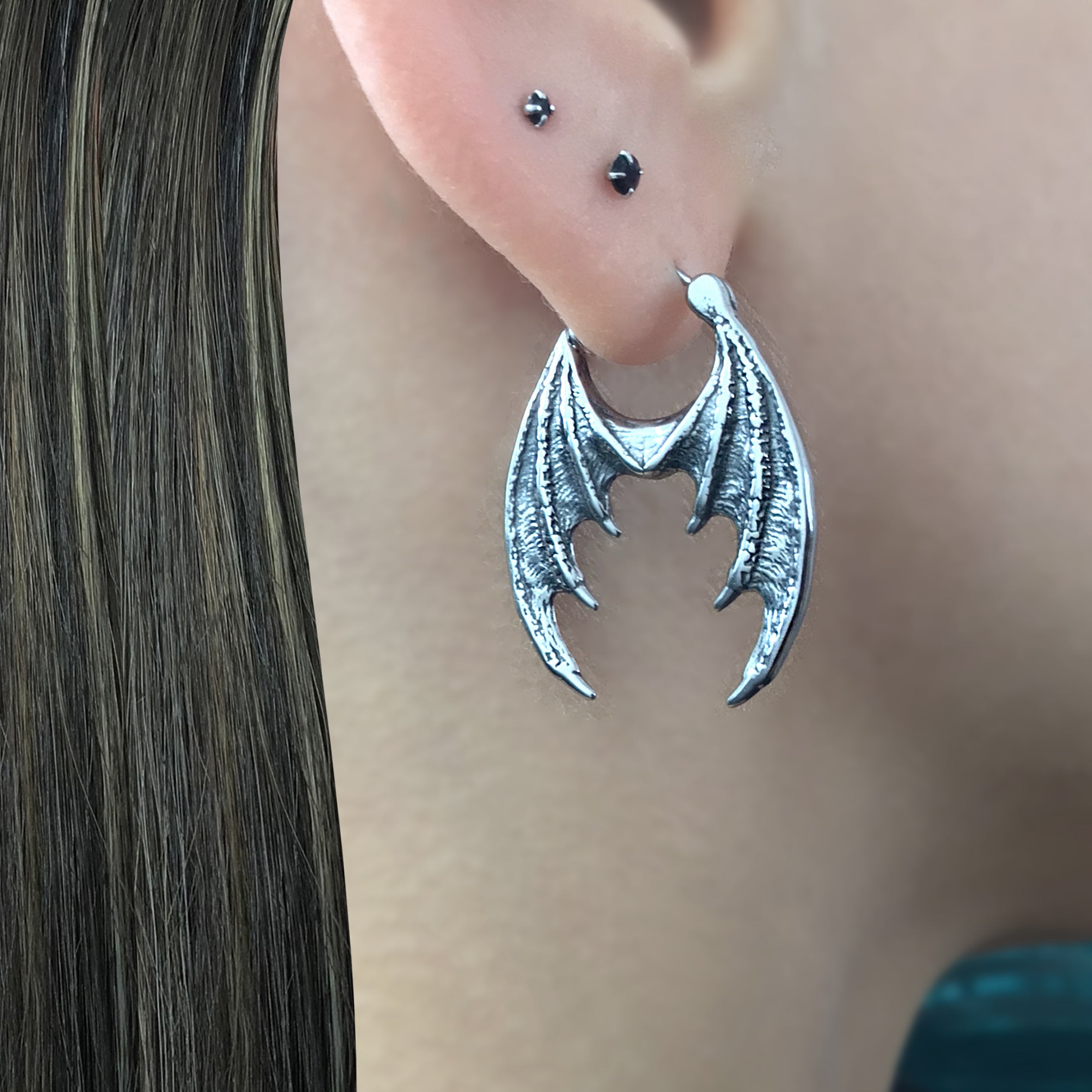 Dragon wings hoop earrings