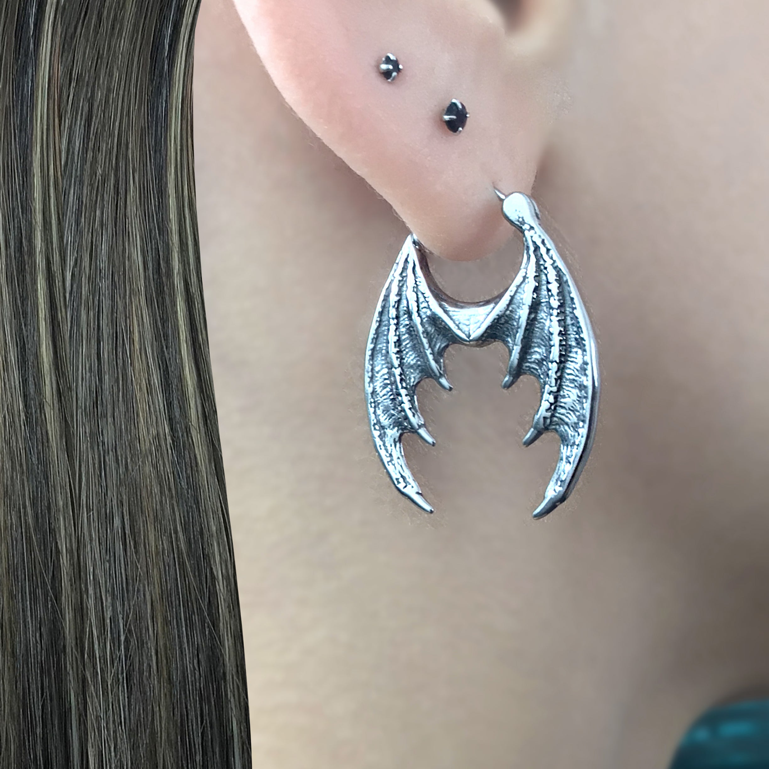 Dragon wings hoop earrings