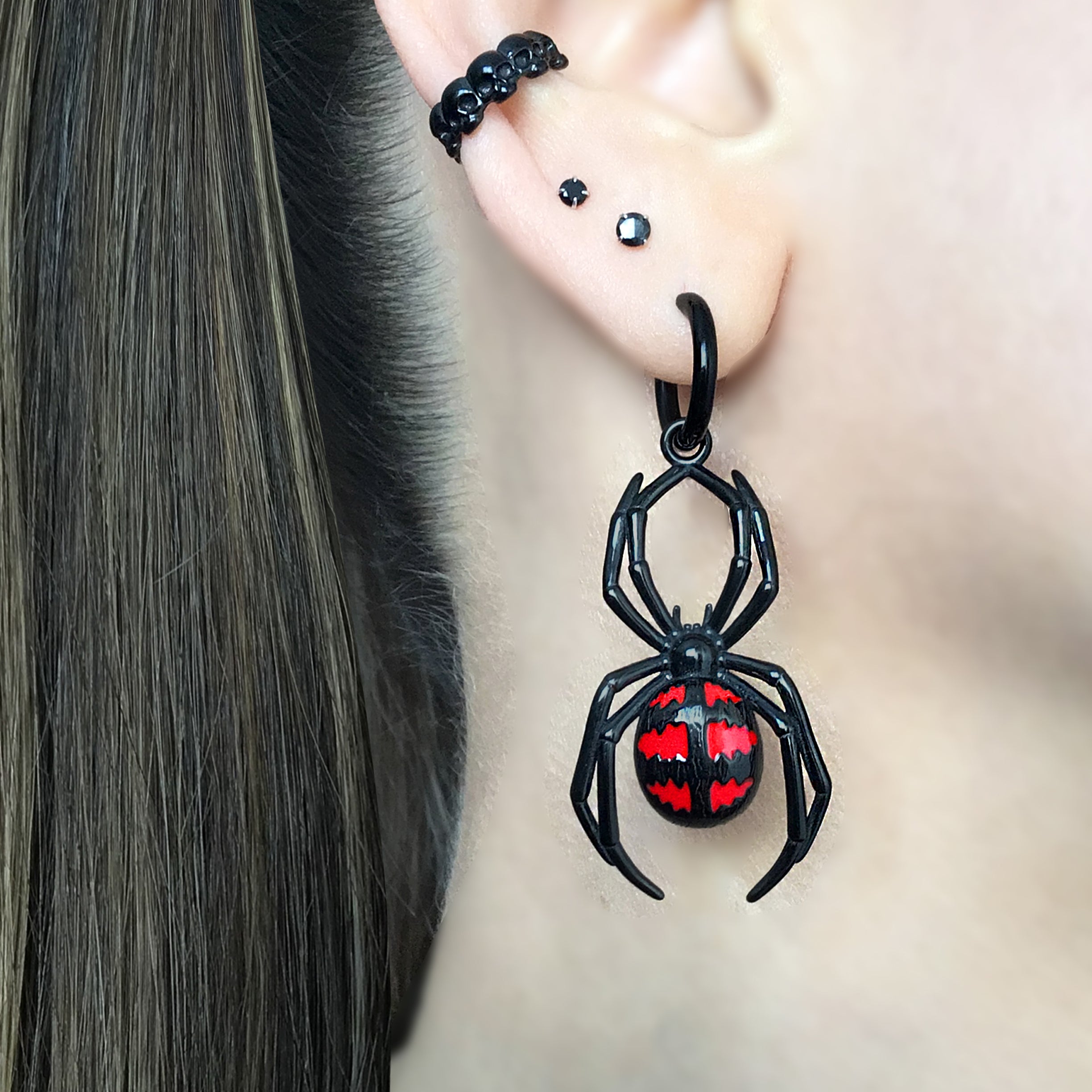 Spider hoop earrings