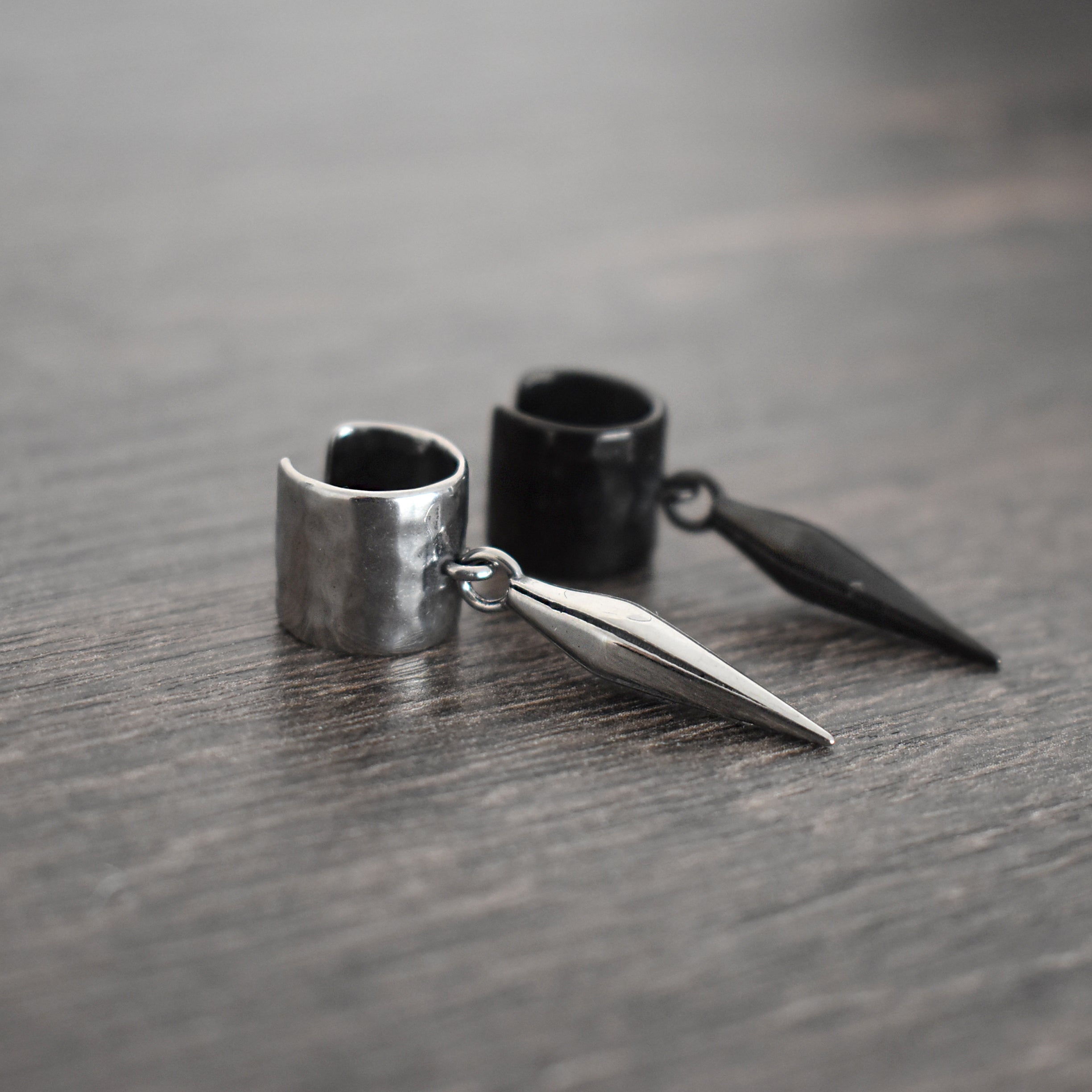 Hammered ear cuff with spike