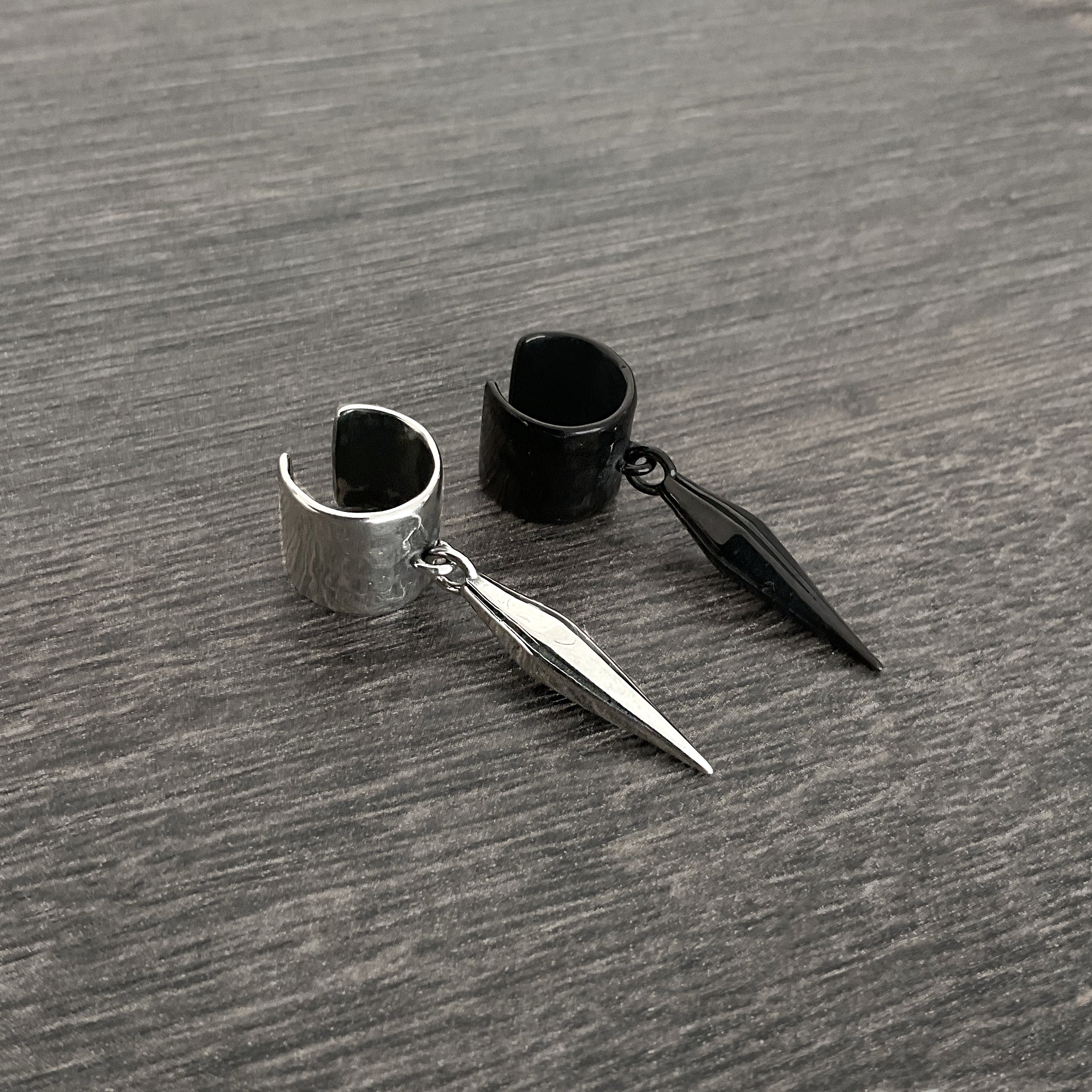 Hammered ear cuff with spike