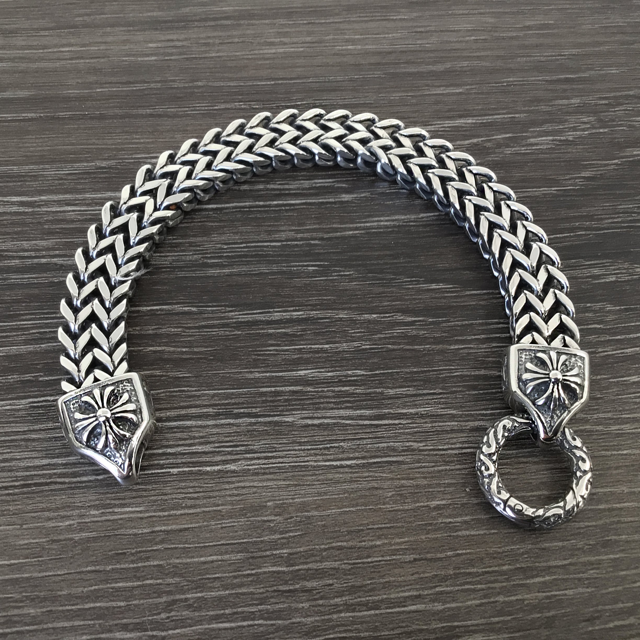 Chunky bracelet with Gothic cross ornament