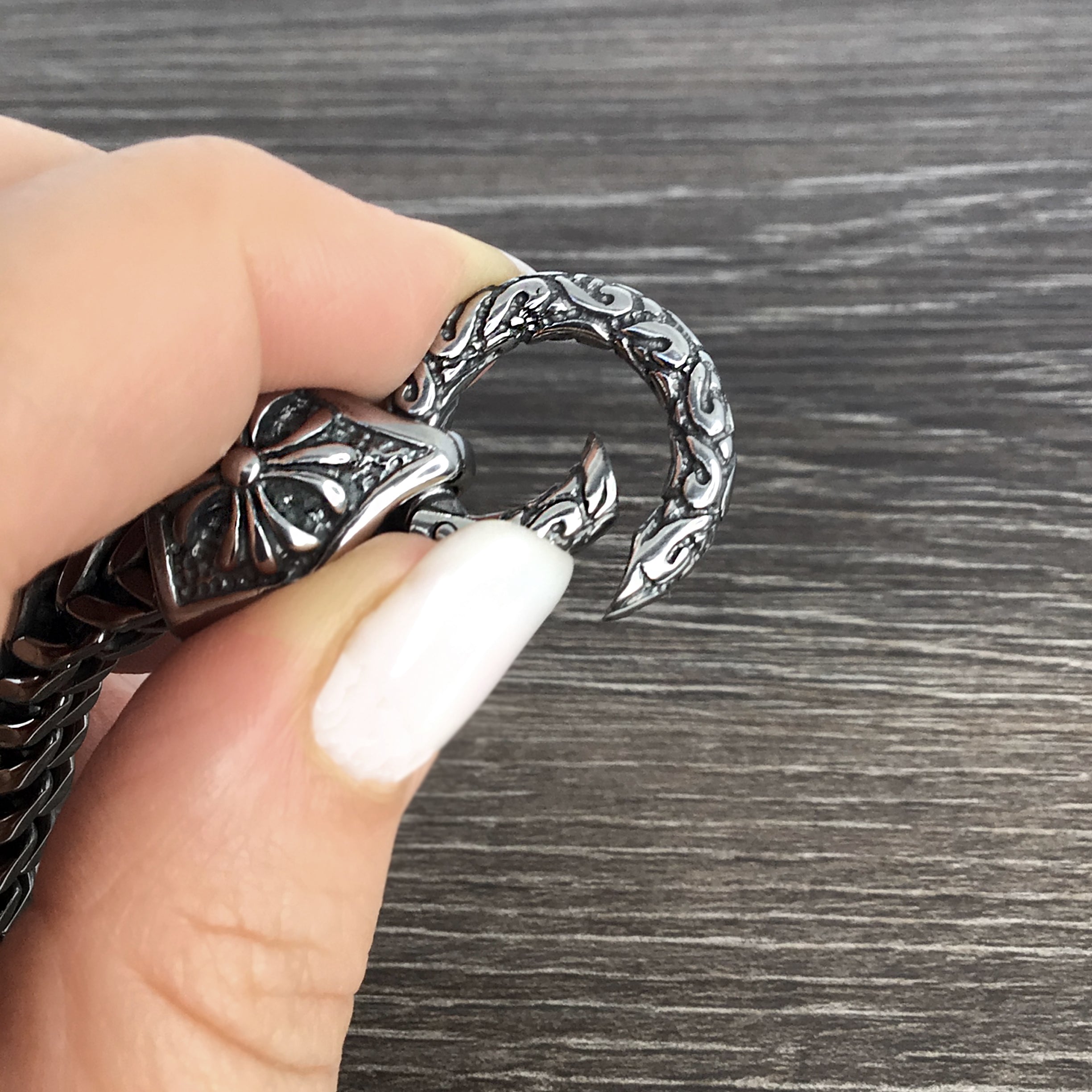 Chunky bracelet with Gothic cross ornament