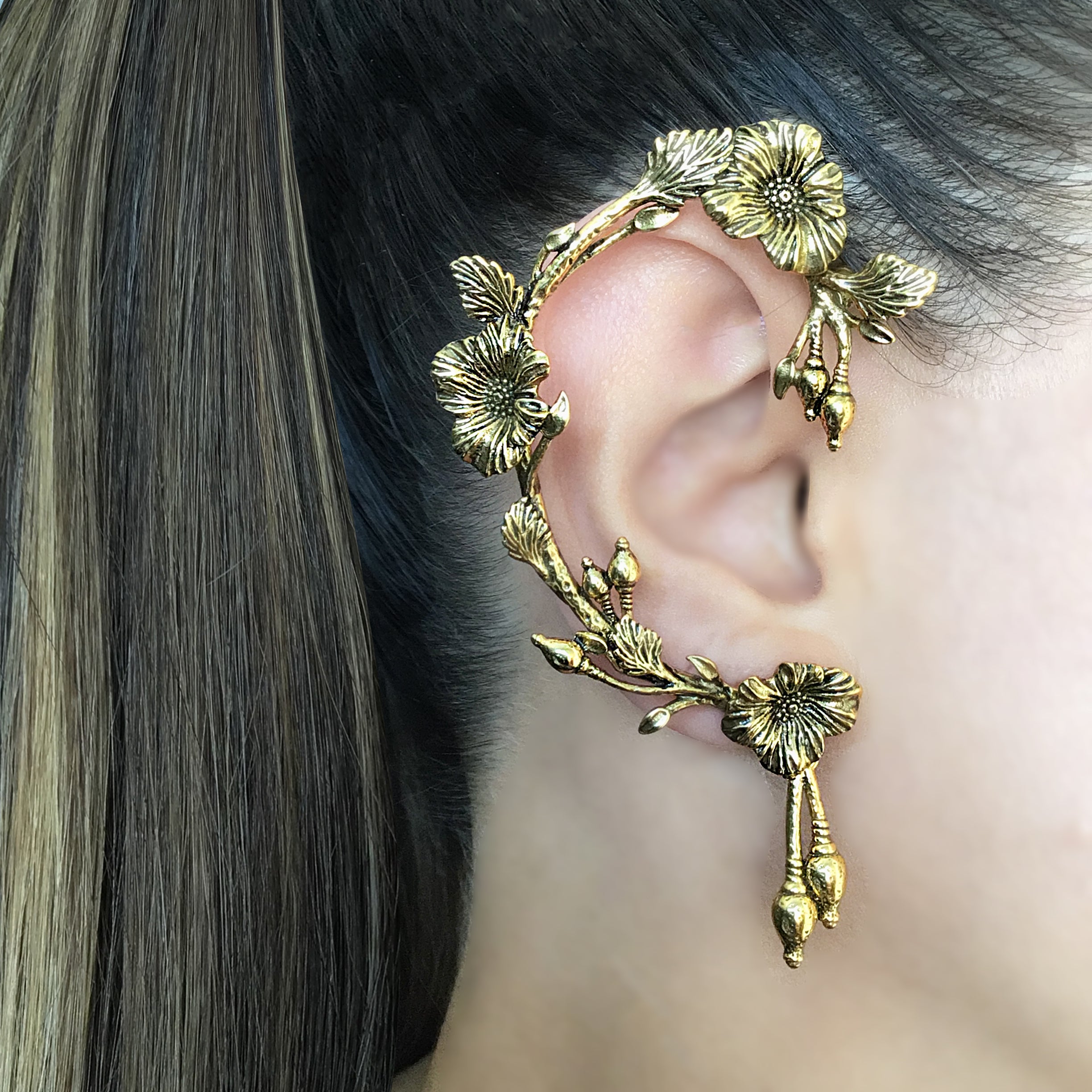 Flower ear cuff no piercing