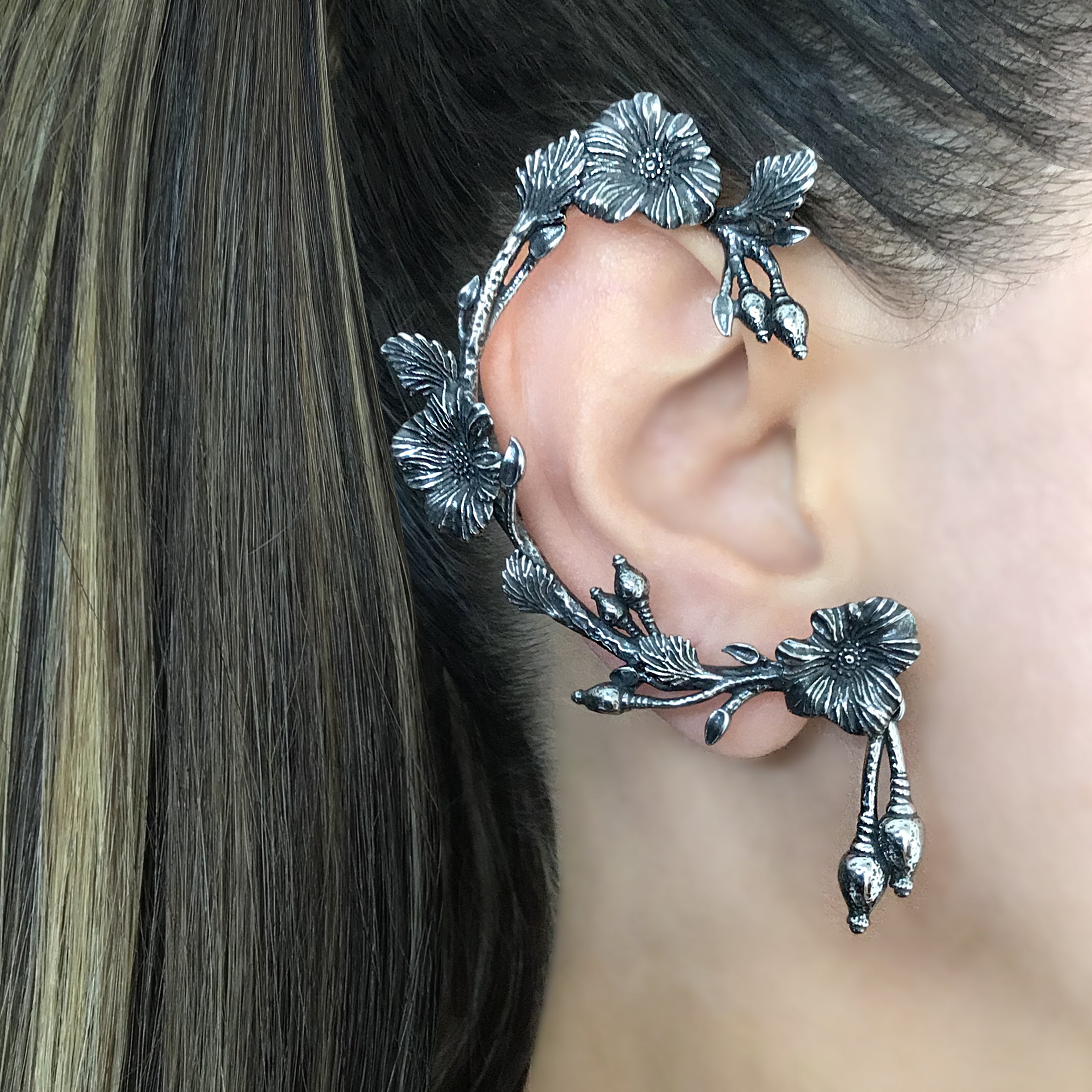 Flower ear cuff no piercing