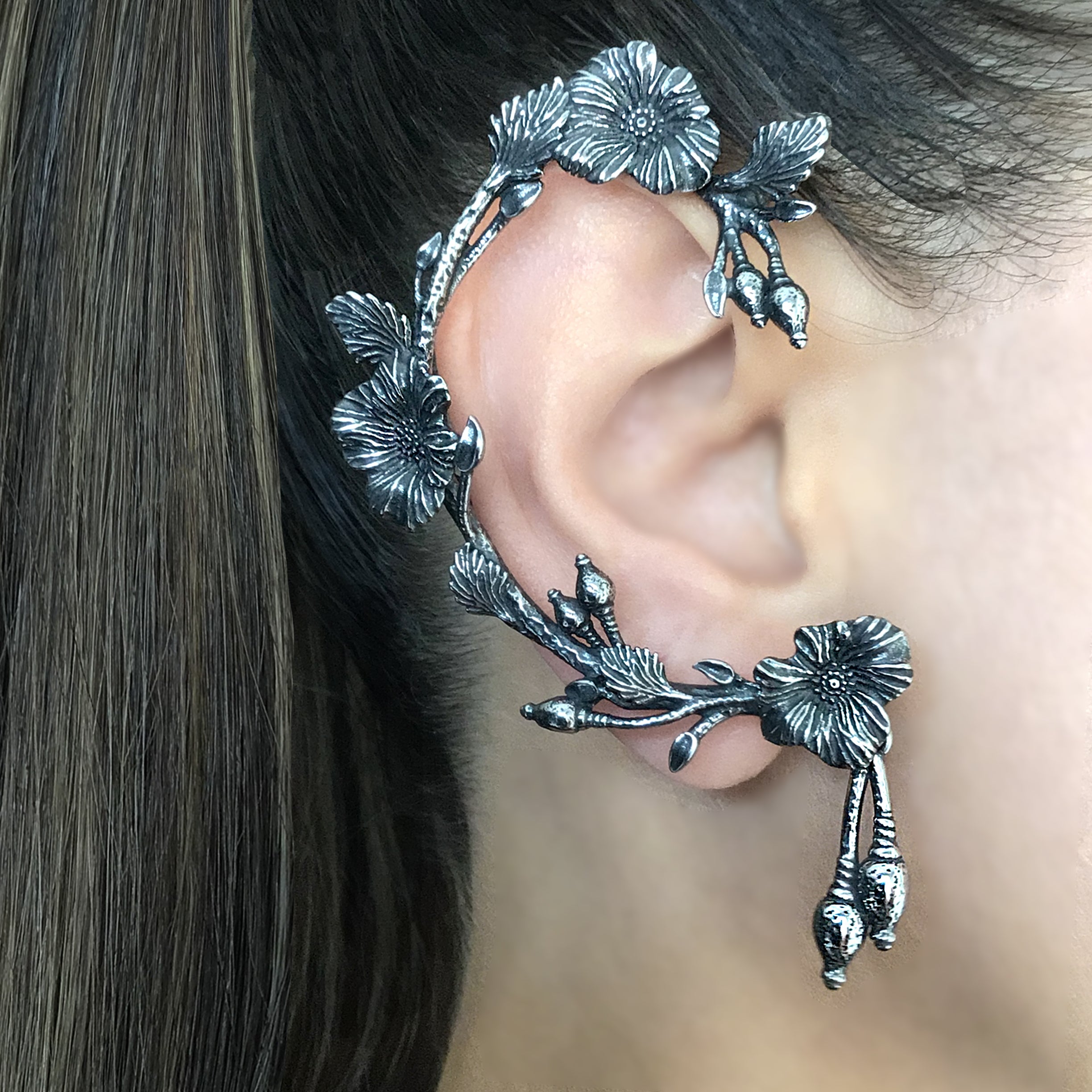 Flower ear cuff no piercing