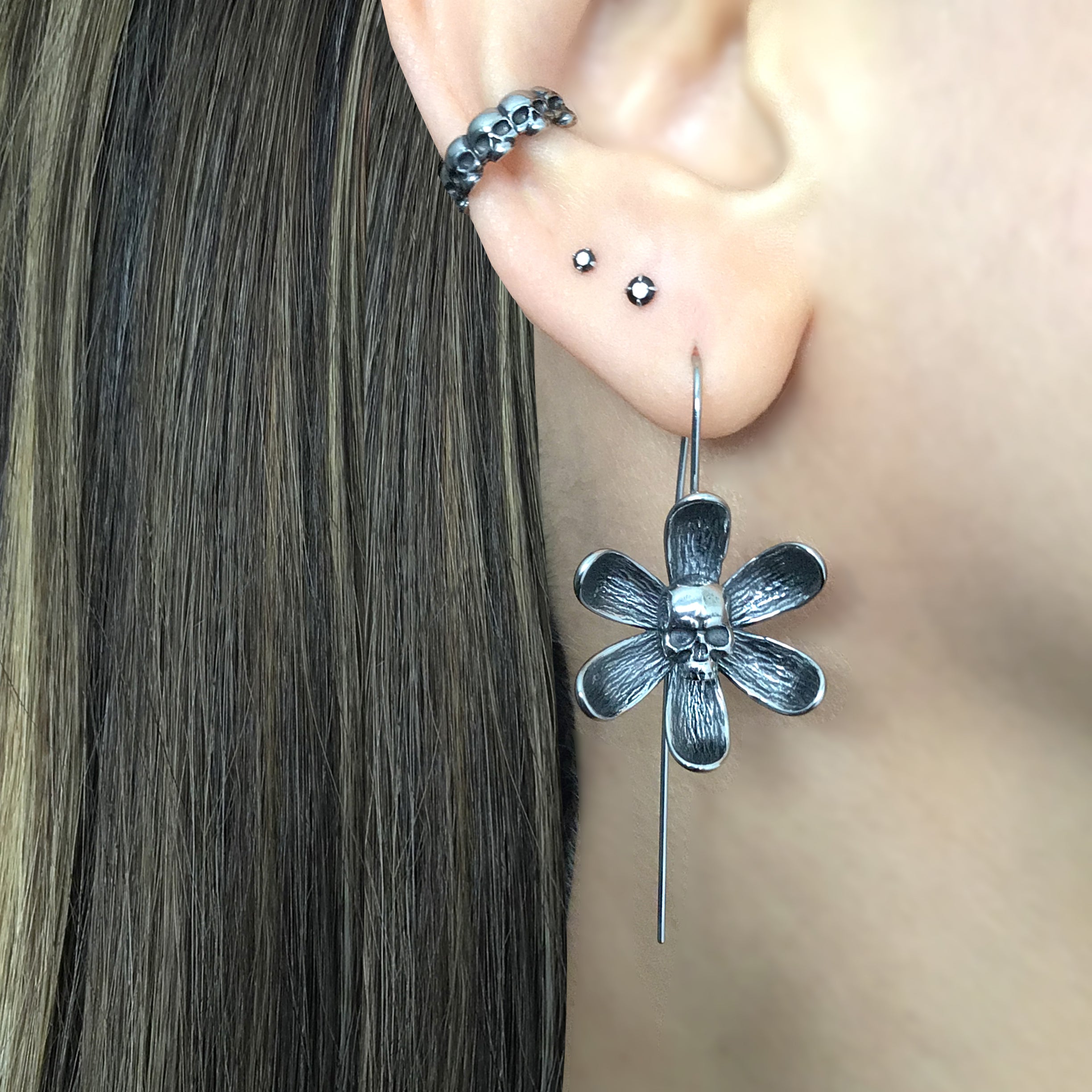 Flower Skull earring