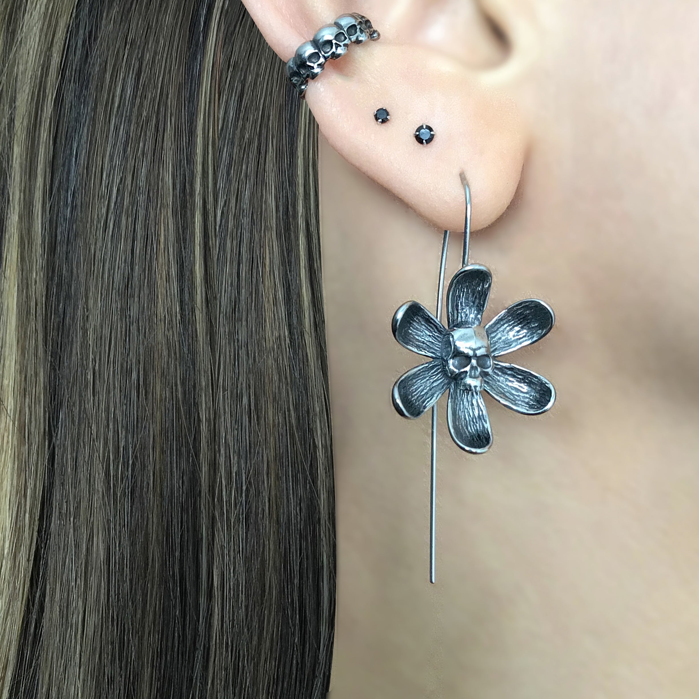 Flower Skull earring