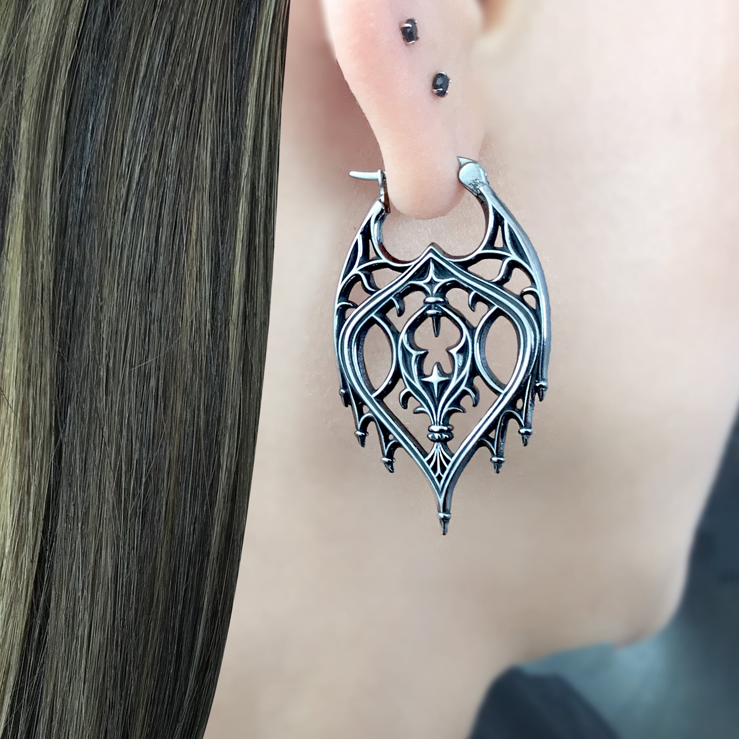 Gothic chandelier hoop earrings