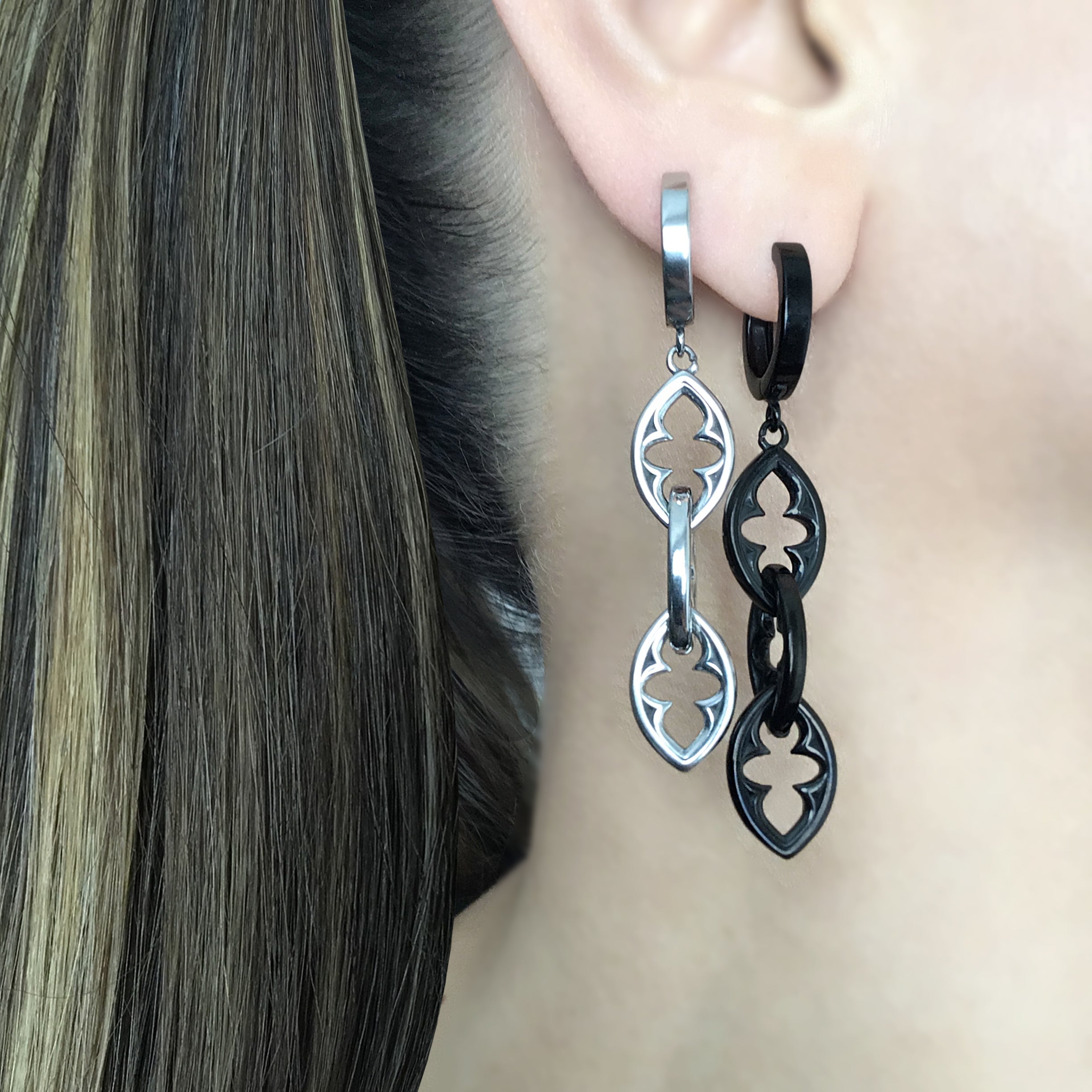 Gothic chain hoop earrings