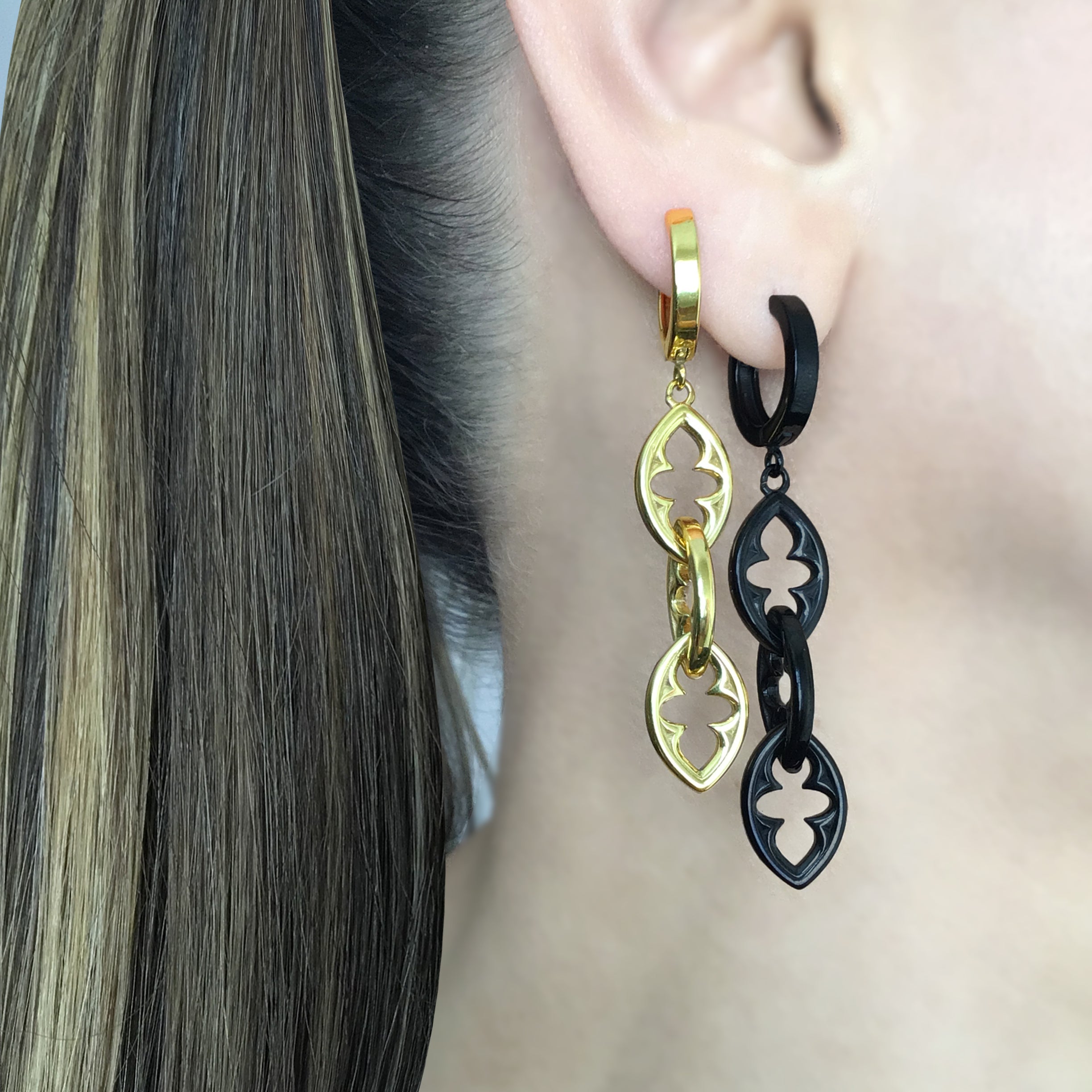 Gothic chain hoop earrings