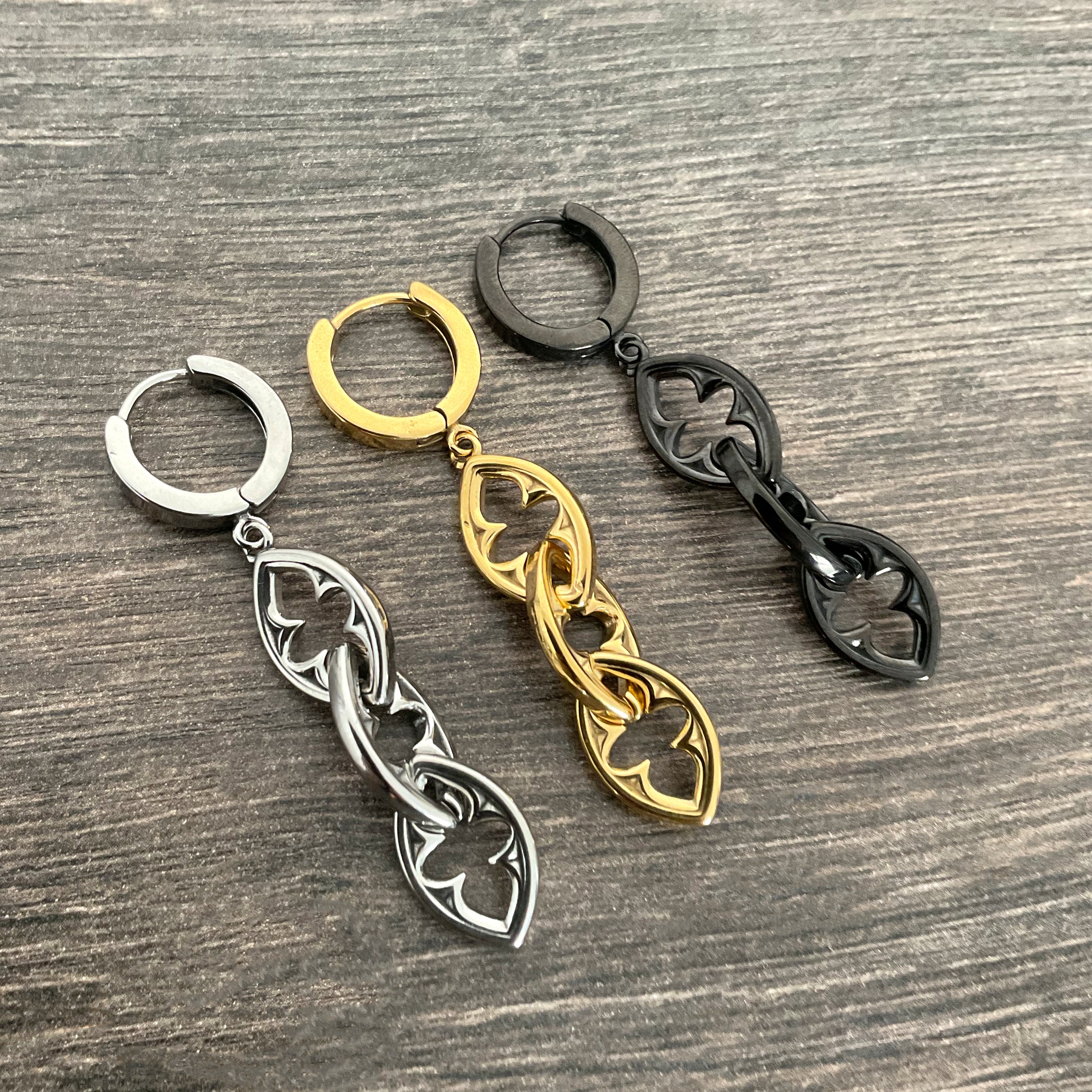 Gothic chain hoop earrings