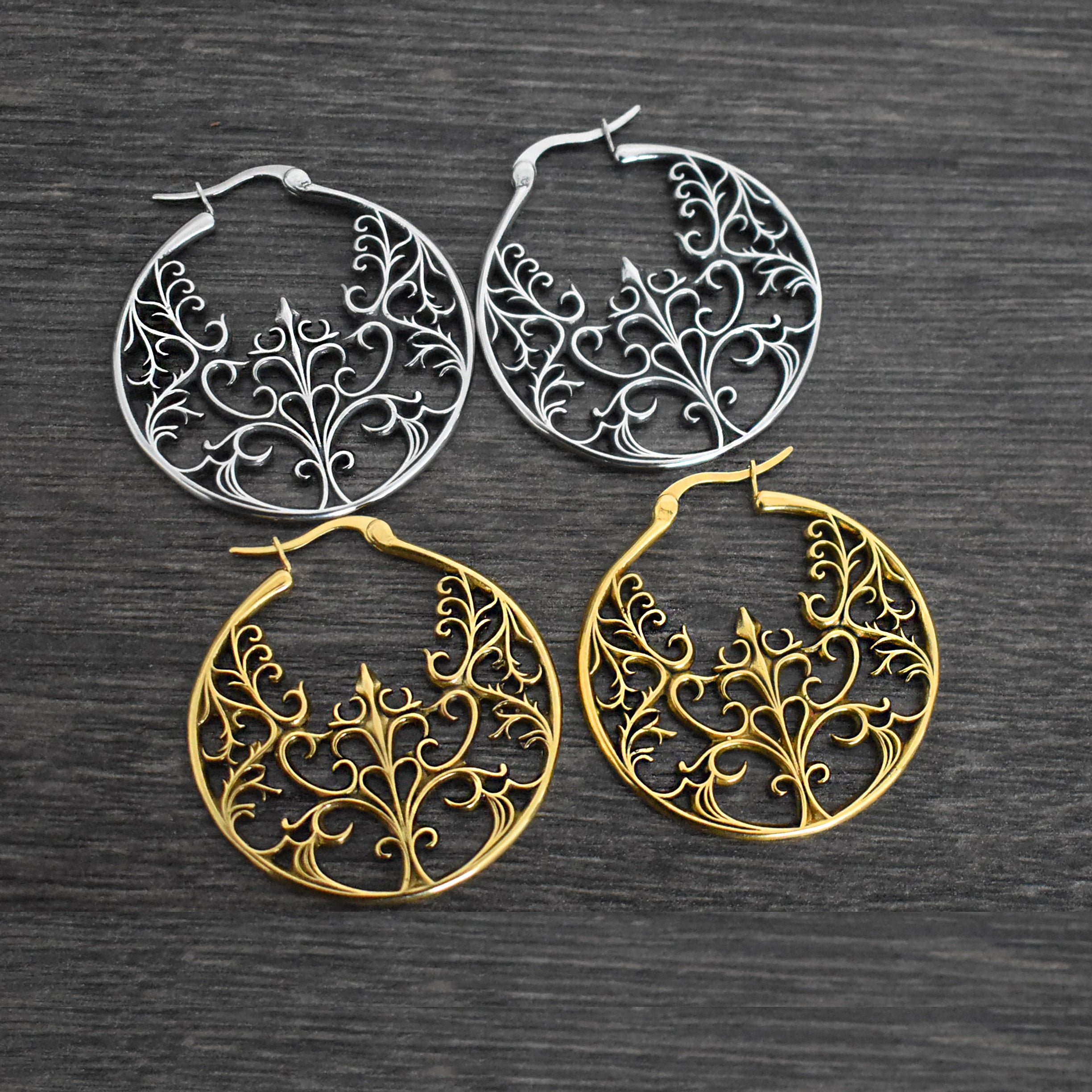 Gothic Iron Lace hoop earrings