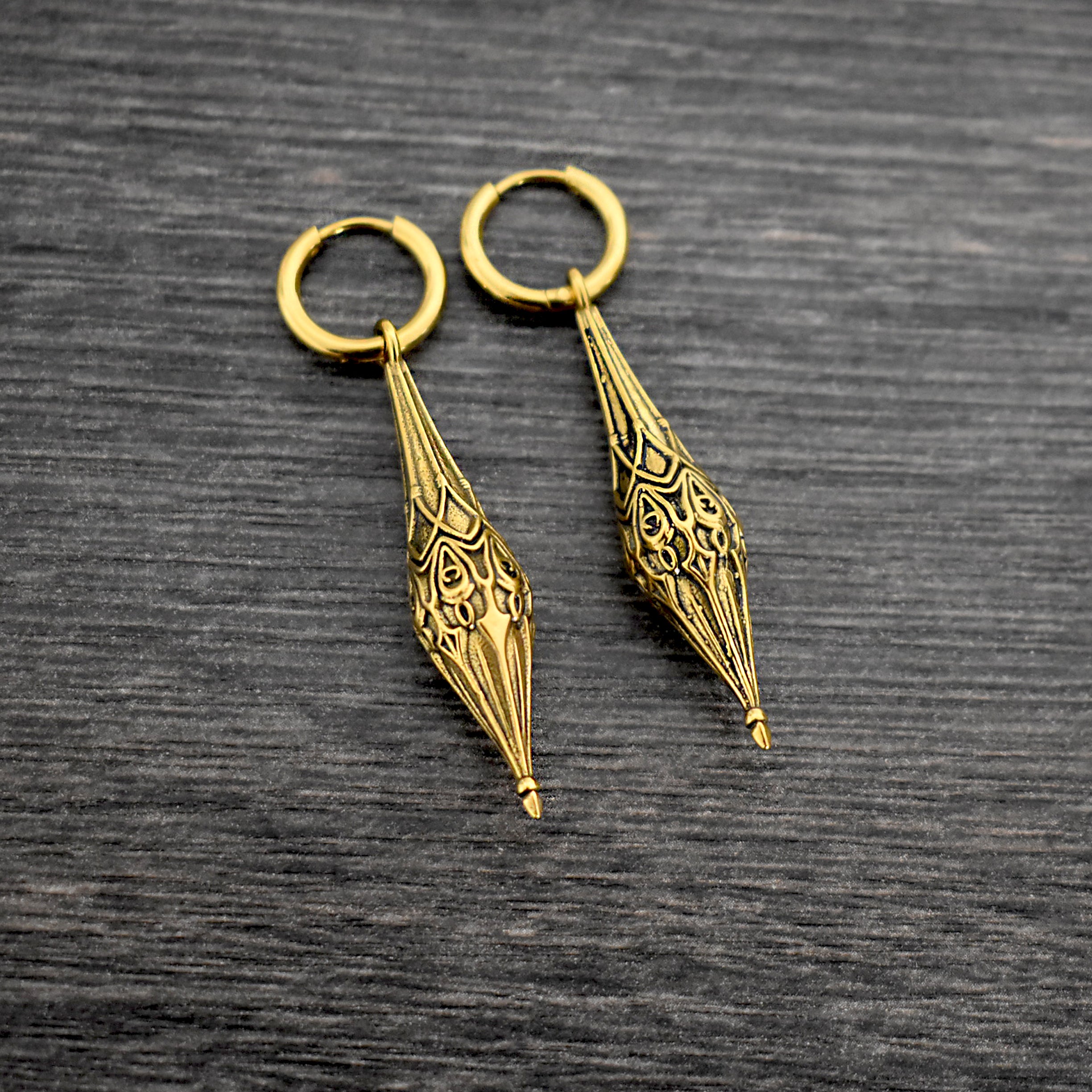 Gothic Pendulum Hoop Earrings
