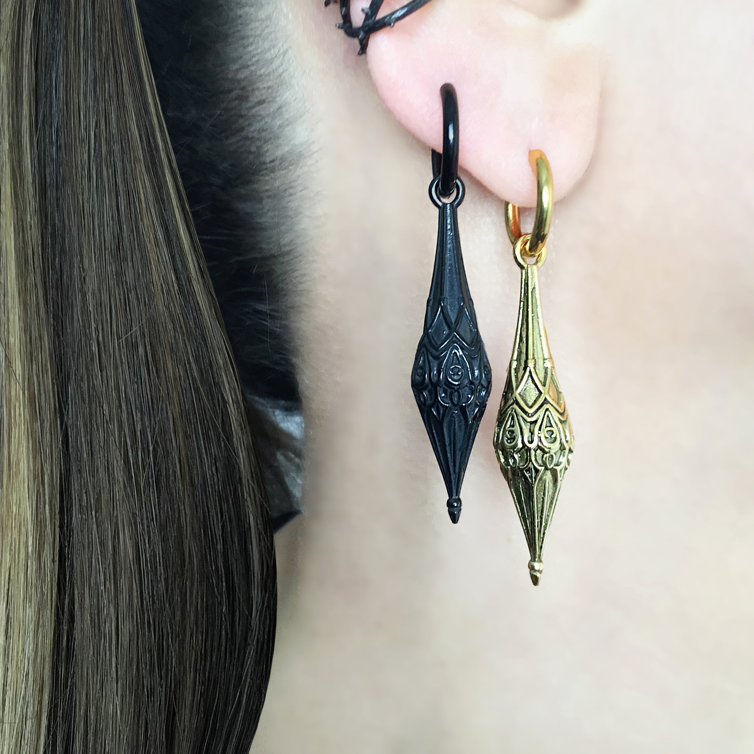 Gothic Pendulum Hoop Earrings