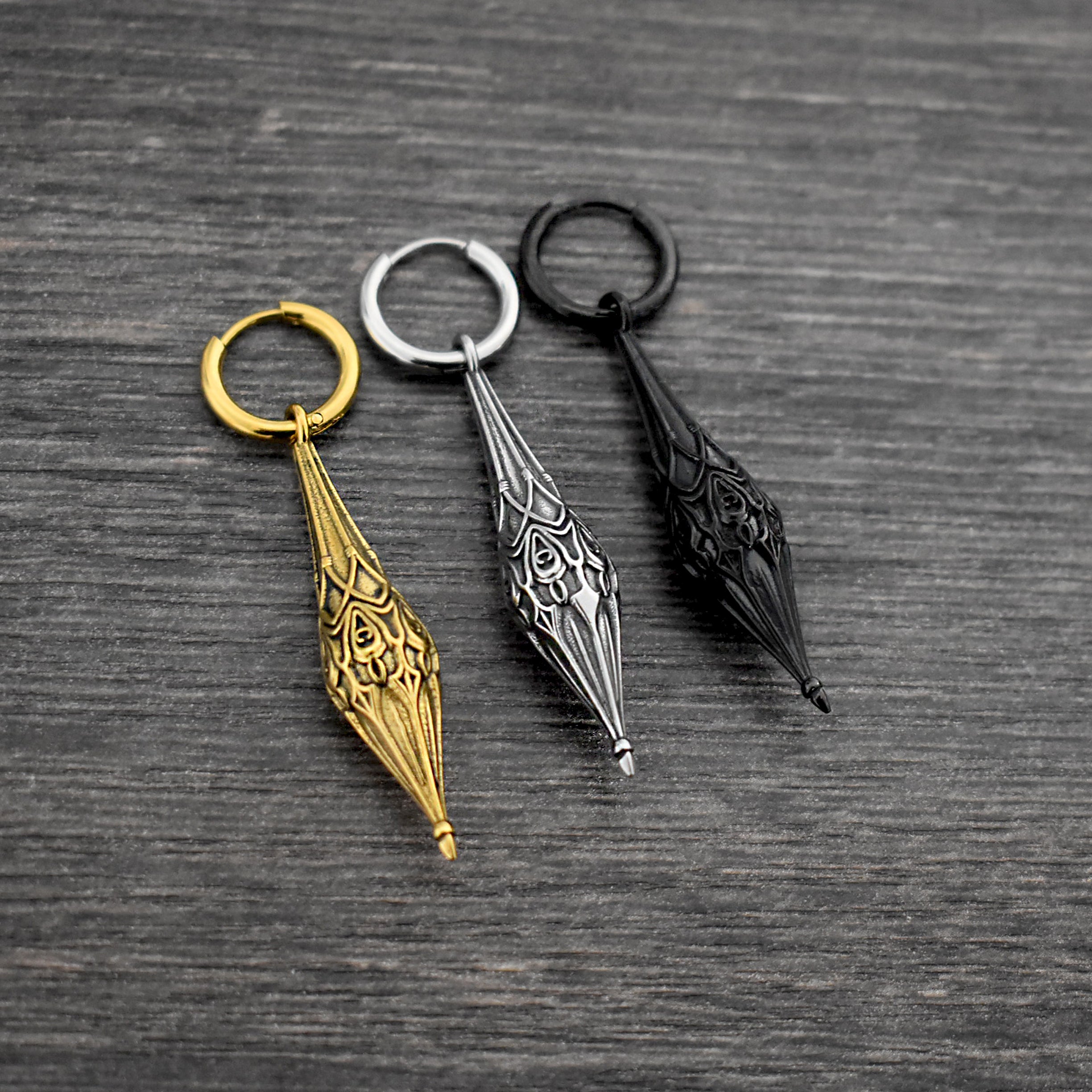 Gothic Pendulum Hoop Earrings