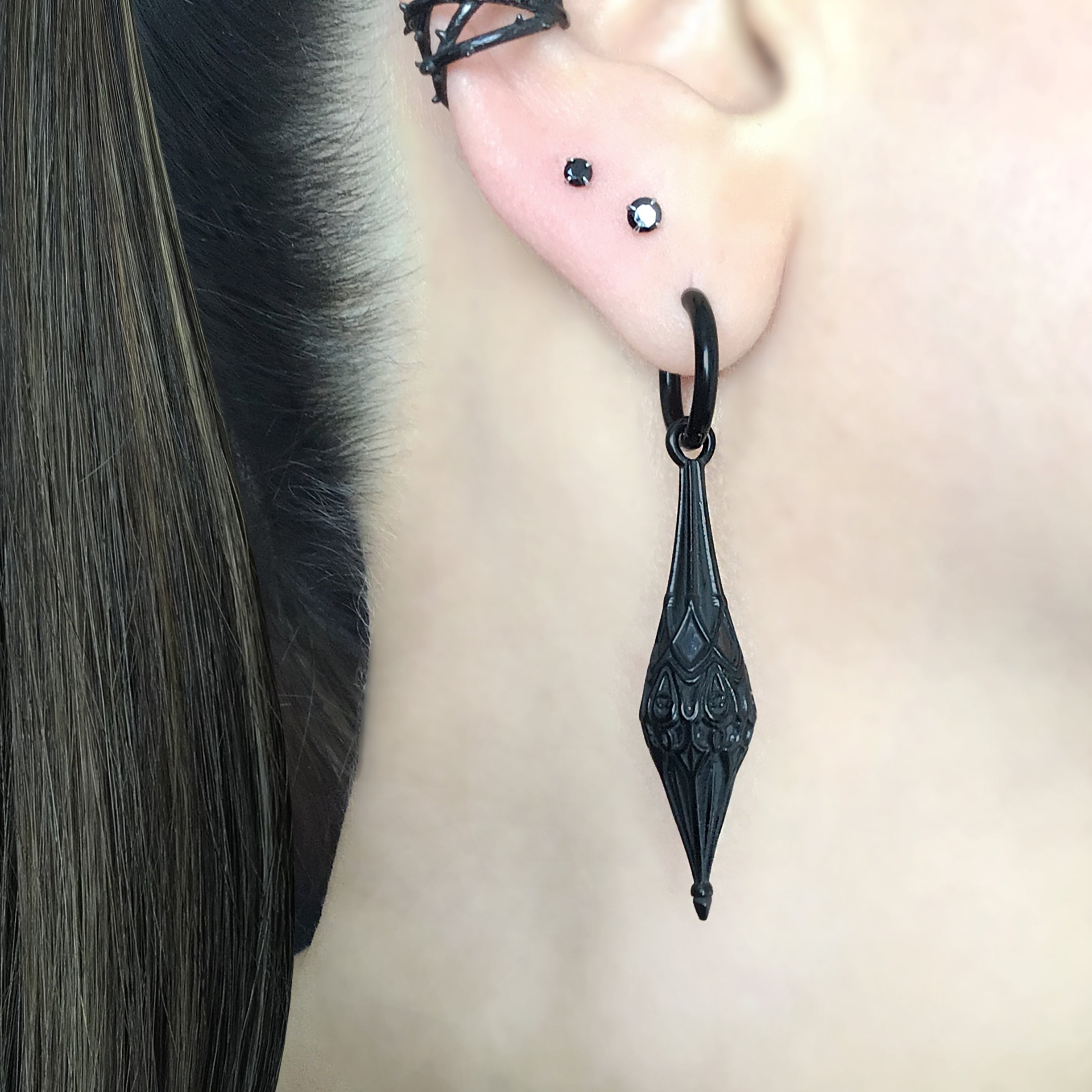 Gothic Pendulum Hoop Earrings