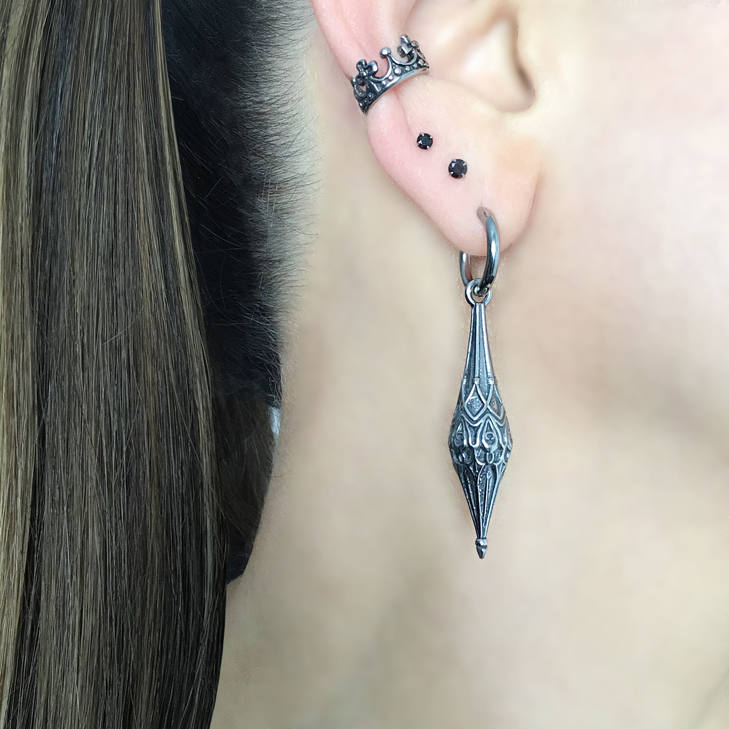 Gothic Pendulum Hoop Earrings