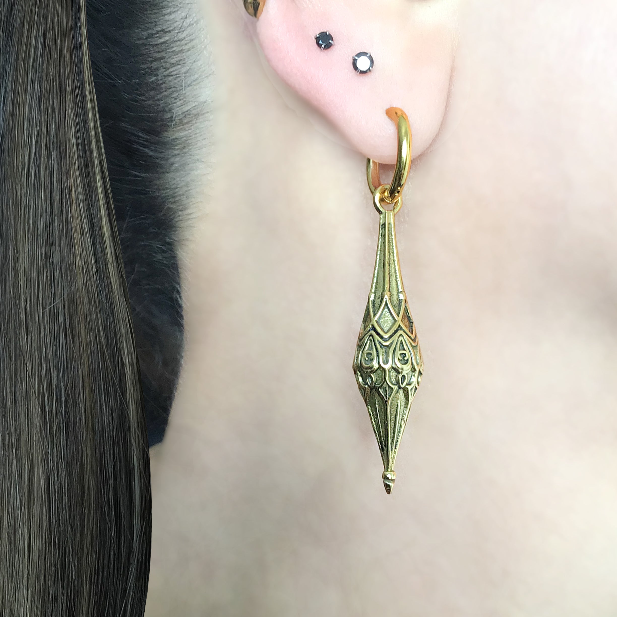 Gothic Pendulum Hoop Earrings