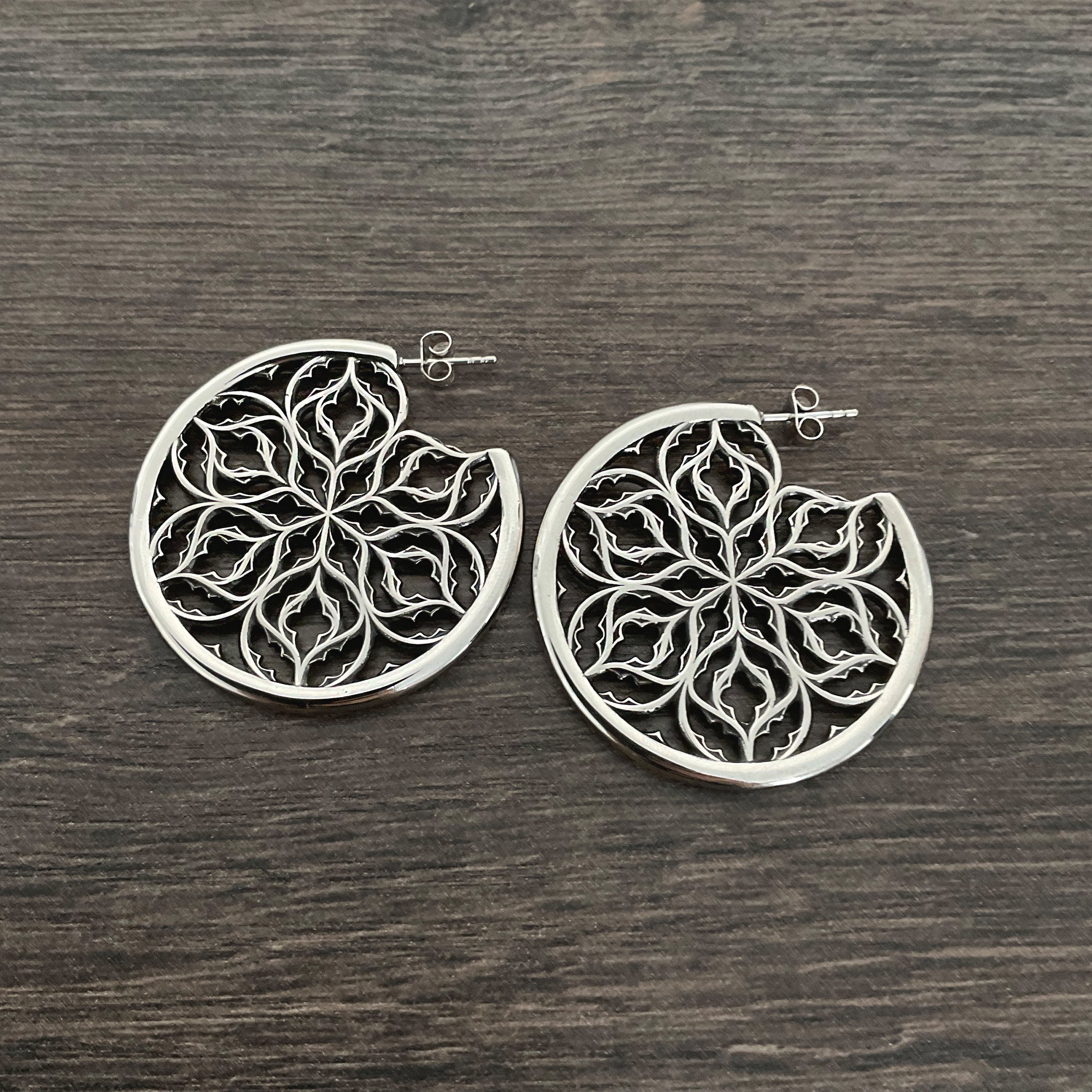 Gothic Bloom large hoop earrings